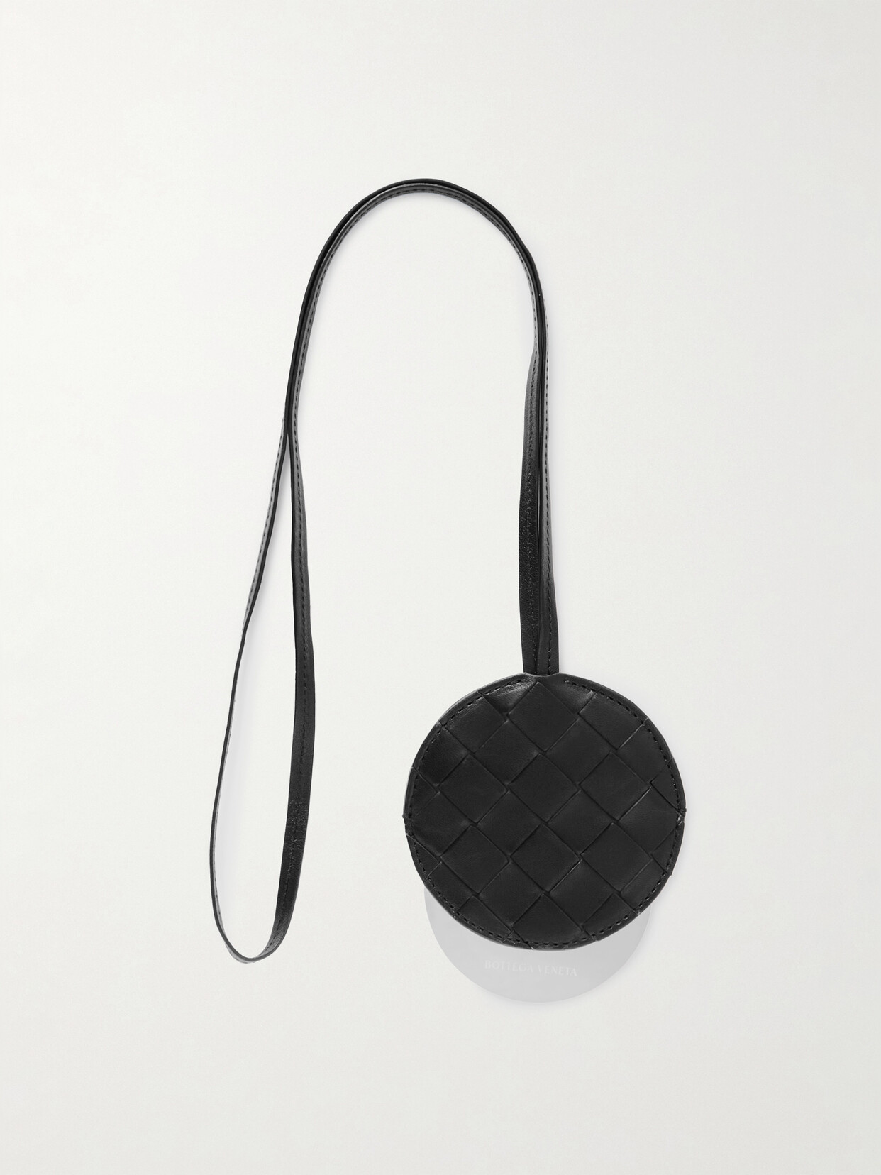 Bottega Veneta Intrecciato Leather Mirrror Cover With Lanyard In Black