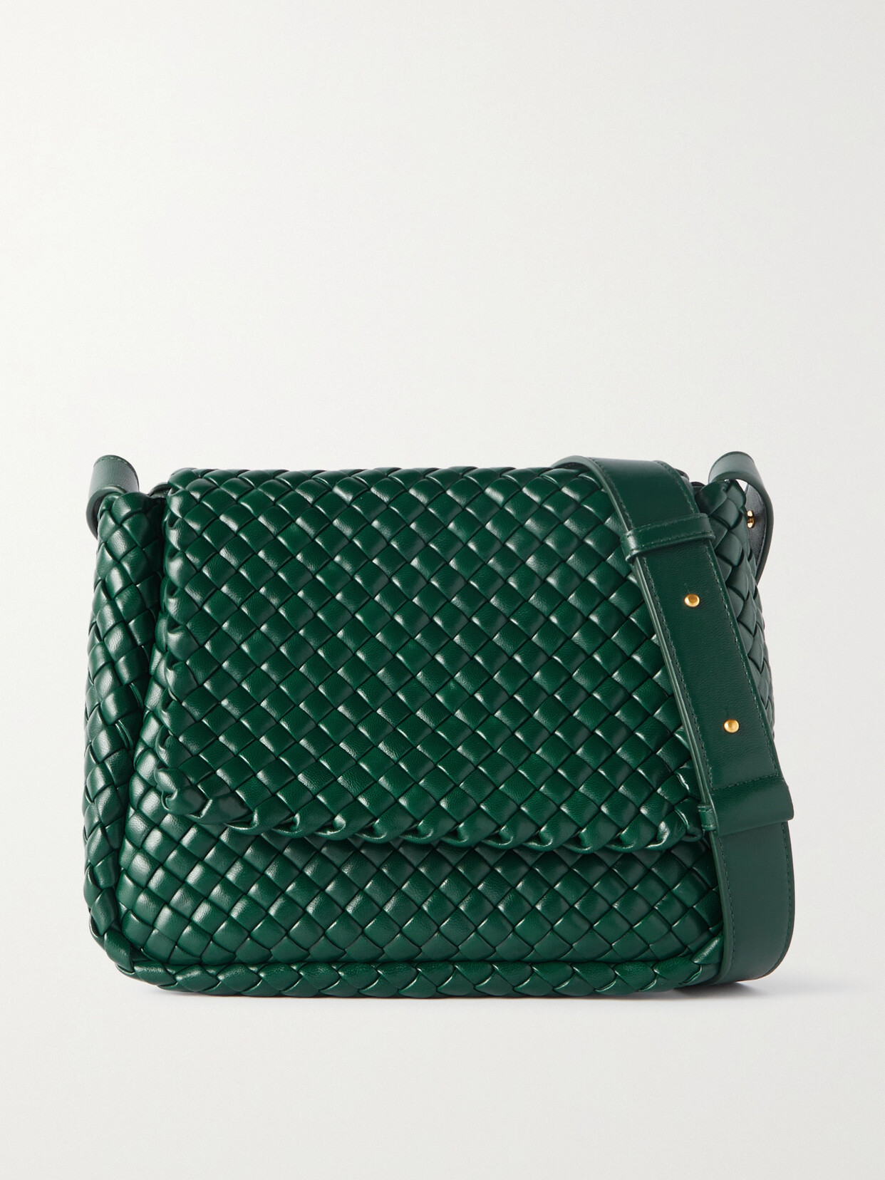 Shop Bottega Veneta Cobble Padded Intrecciato Leather Shoulder Bag In Green