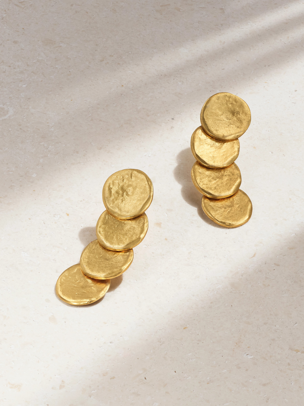 Susan Caplan Vintage - Ysl Hammered Gold-plated Clip Earrings - One size