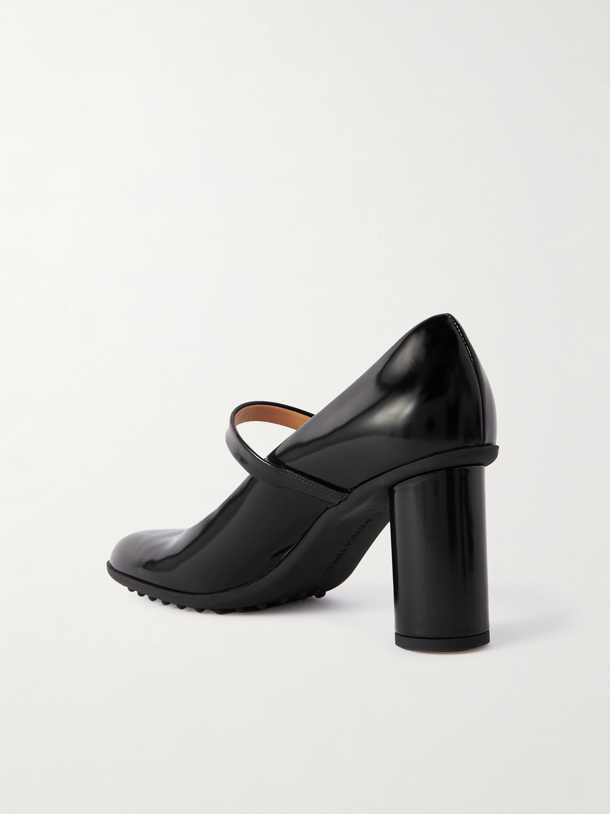 Shop Bottega Veneta Atomic Glossed-leather Mary Jane Pumps In Black