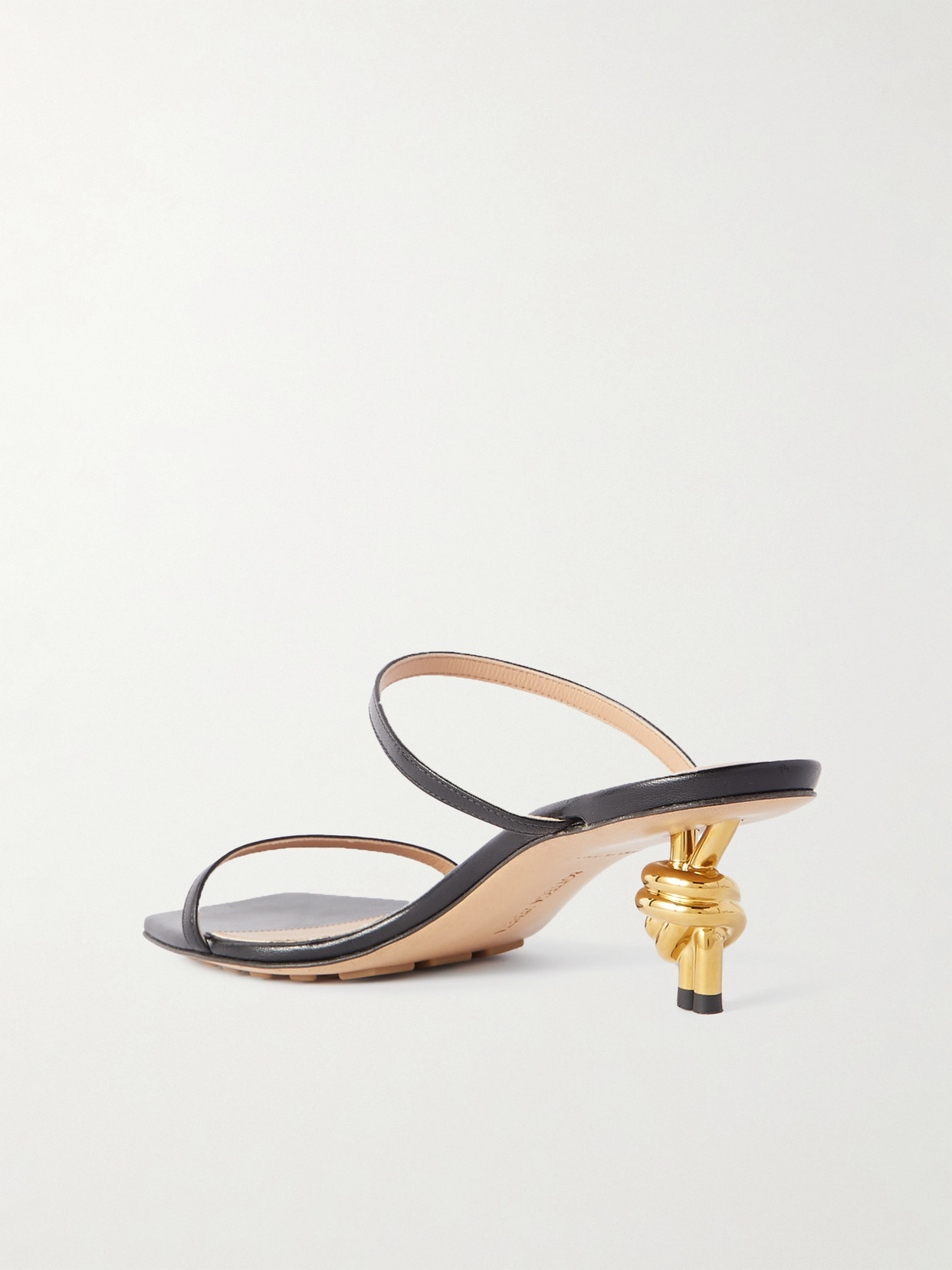 Bottega Veneta Leather Two-band Knot Slide Sandals In Black