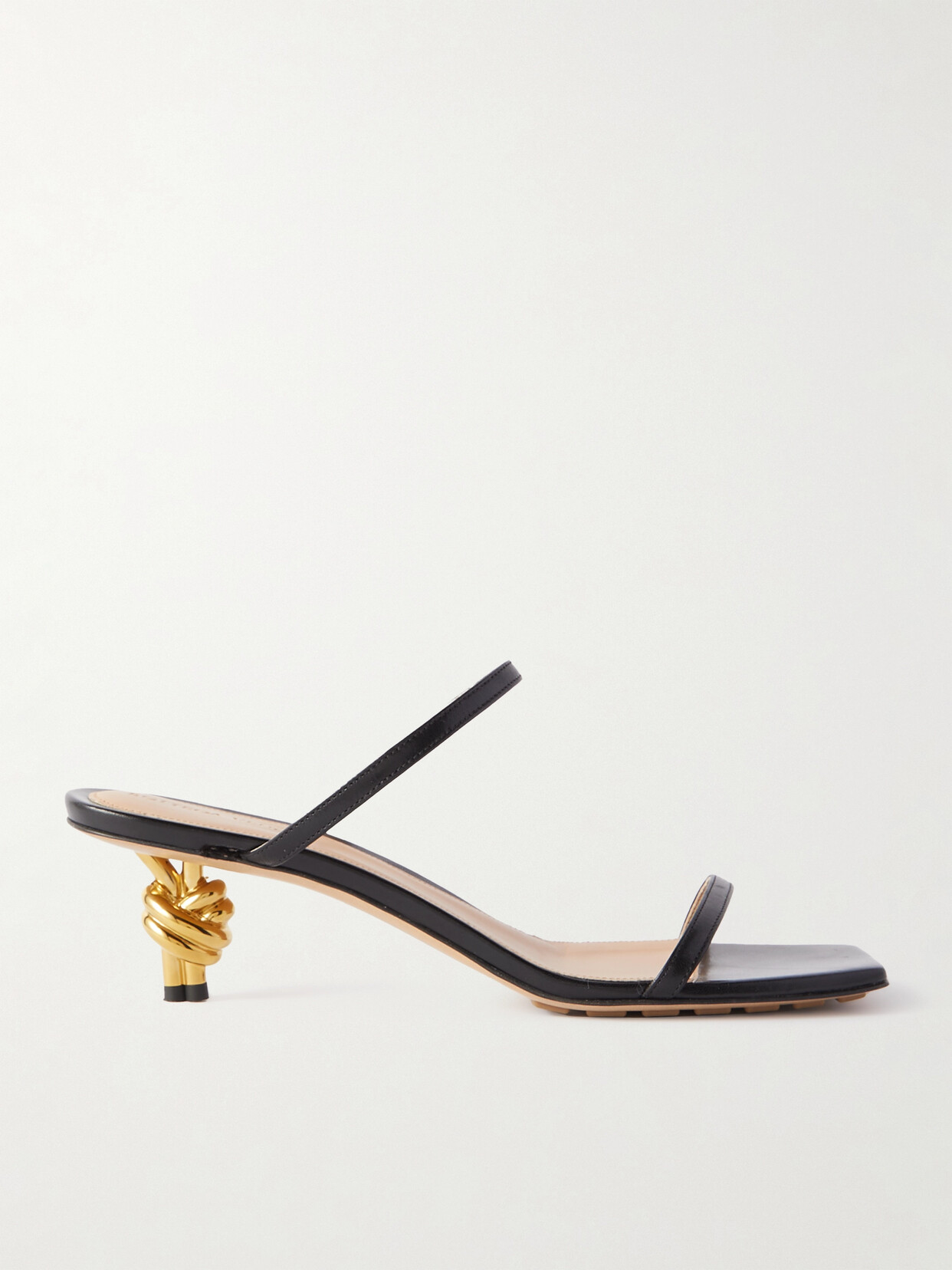 Shop Bottega Veneta Knot Leather Sandals In Black