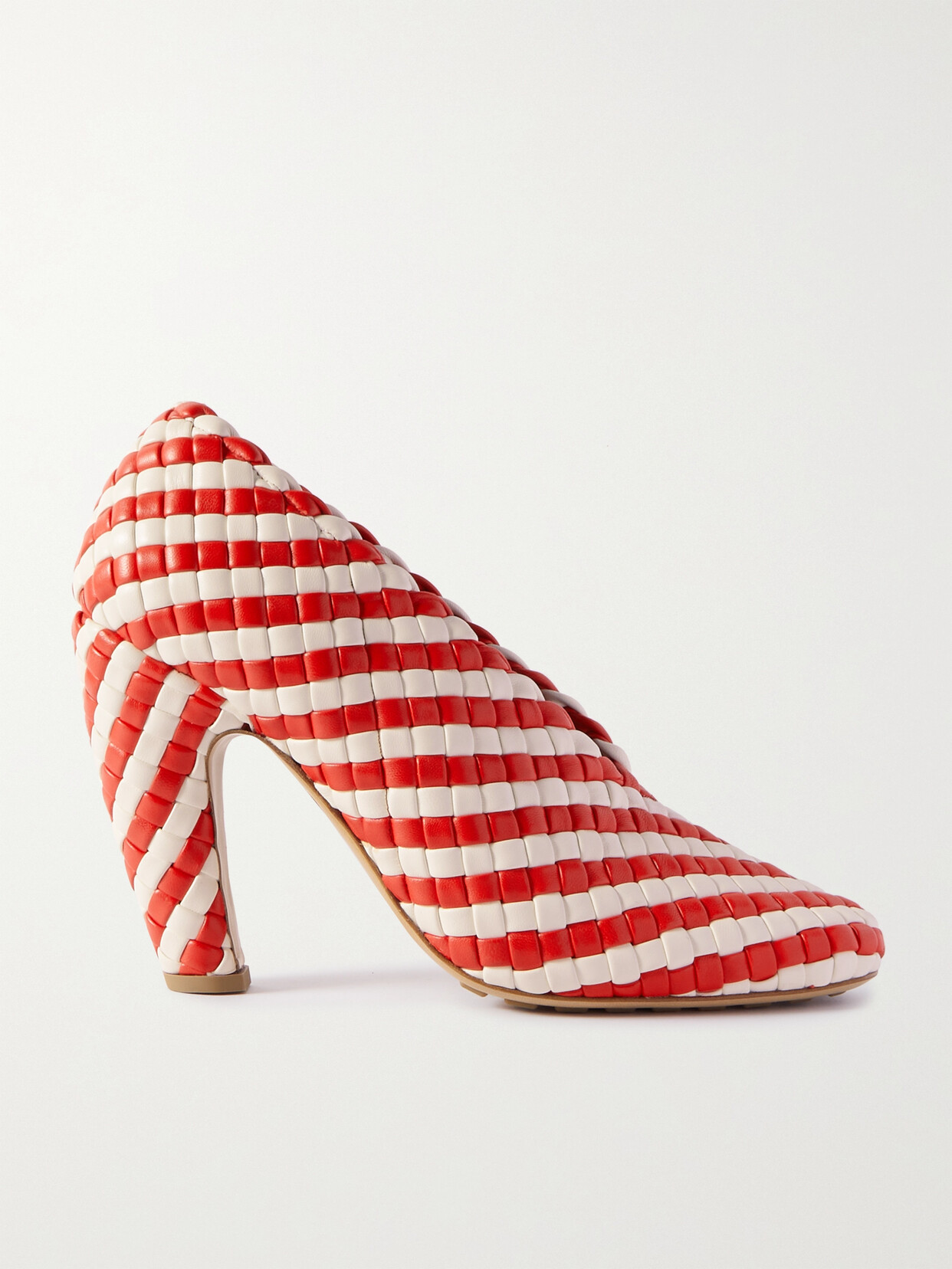 Bottega Veneta - Canalazzo Striped Intrecciato Leather Pumps - White