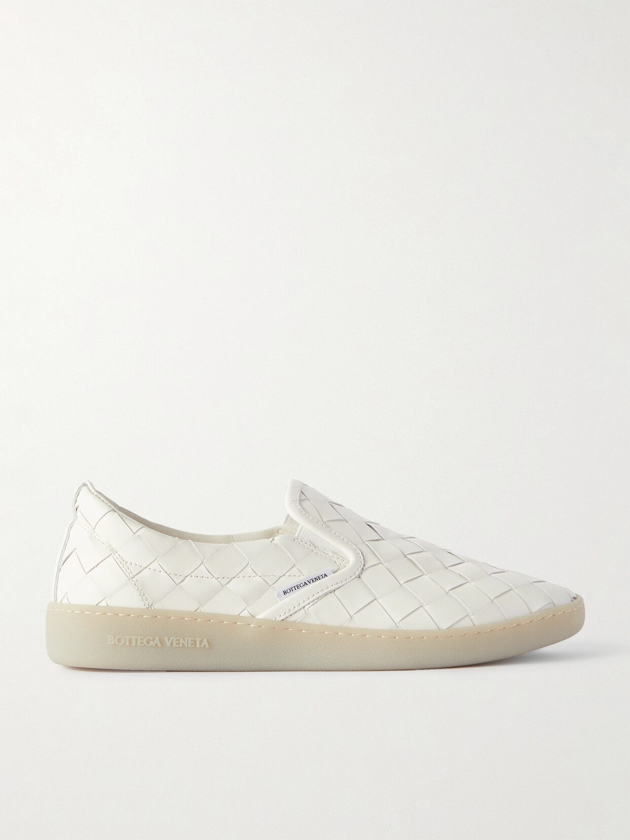 Bottega Veneta Intrecciato Leather Sneakers In White