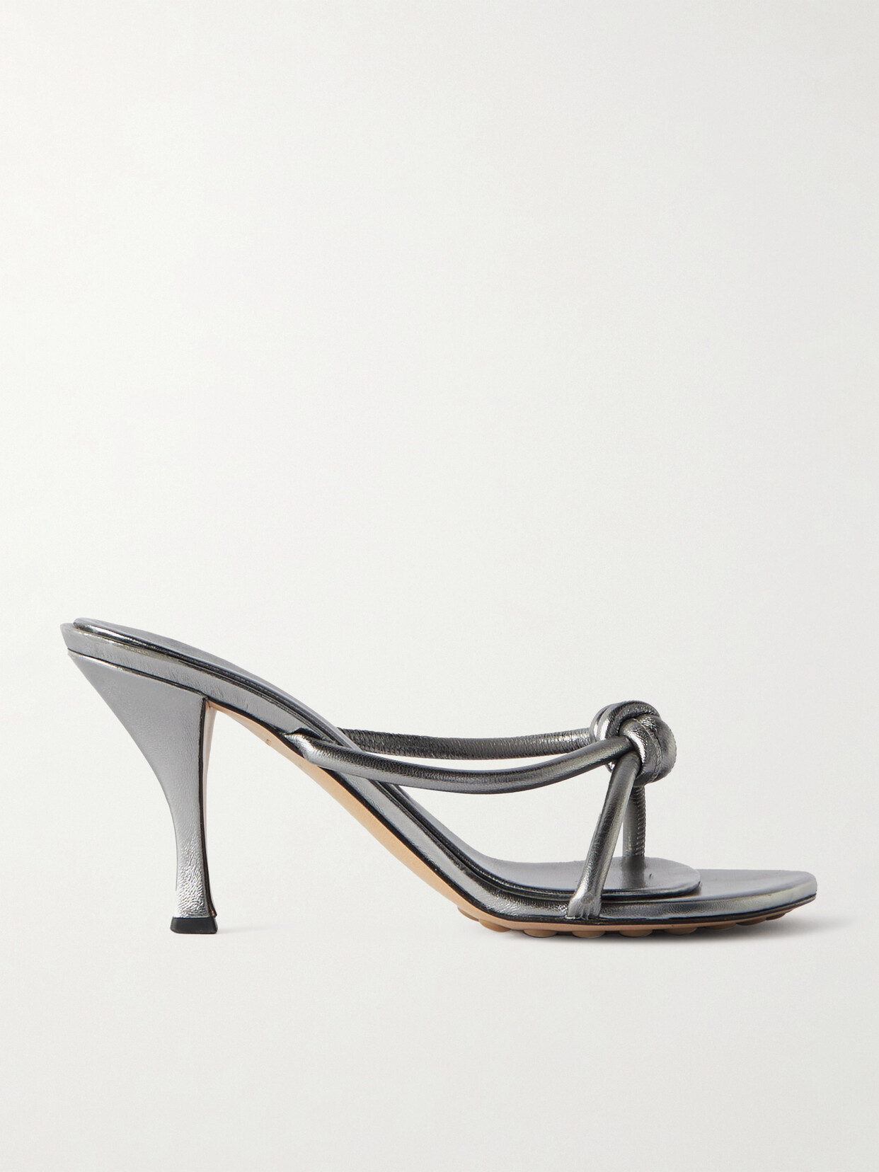 Bottega Veneta - Blink Knotted Metallic Leather Mules - Silver