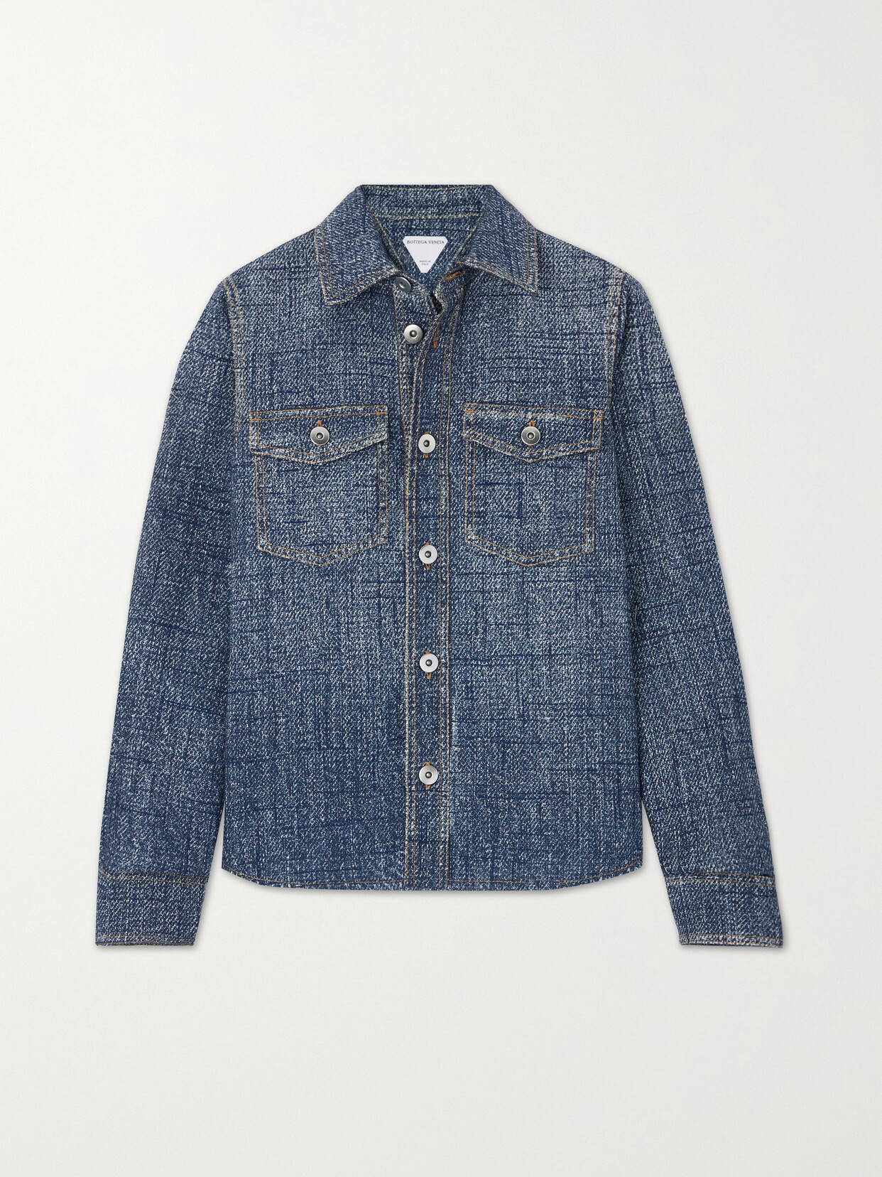 Bottega Veneta Printed Denim Shirt In Blue