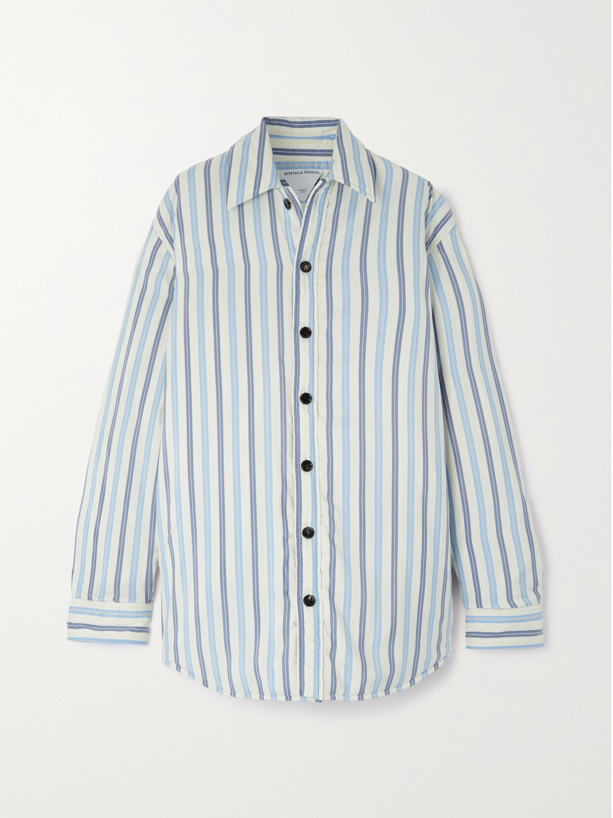 Bottega Veneta - Padded Striped Cotton-poplin Jacket - Blue