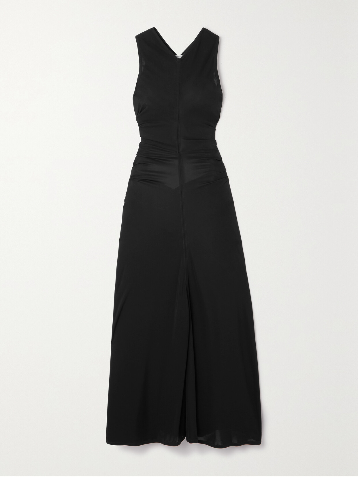 Bottega Veneta Cutout Embellished Gathered Satin-jersey Maxi Dress In Black