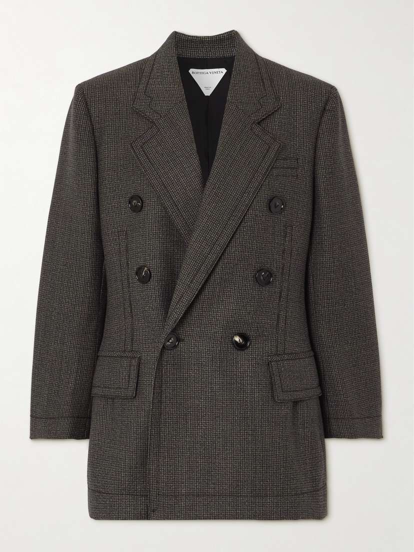 Bottega Veneta Double-breasted Houndstooth Wool-tweed Blazer