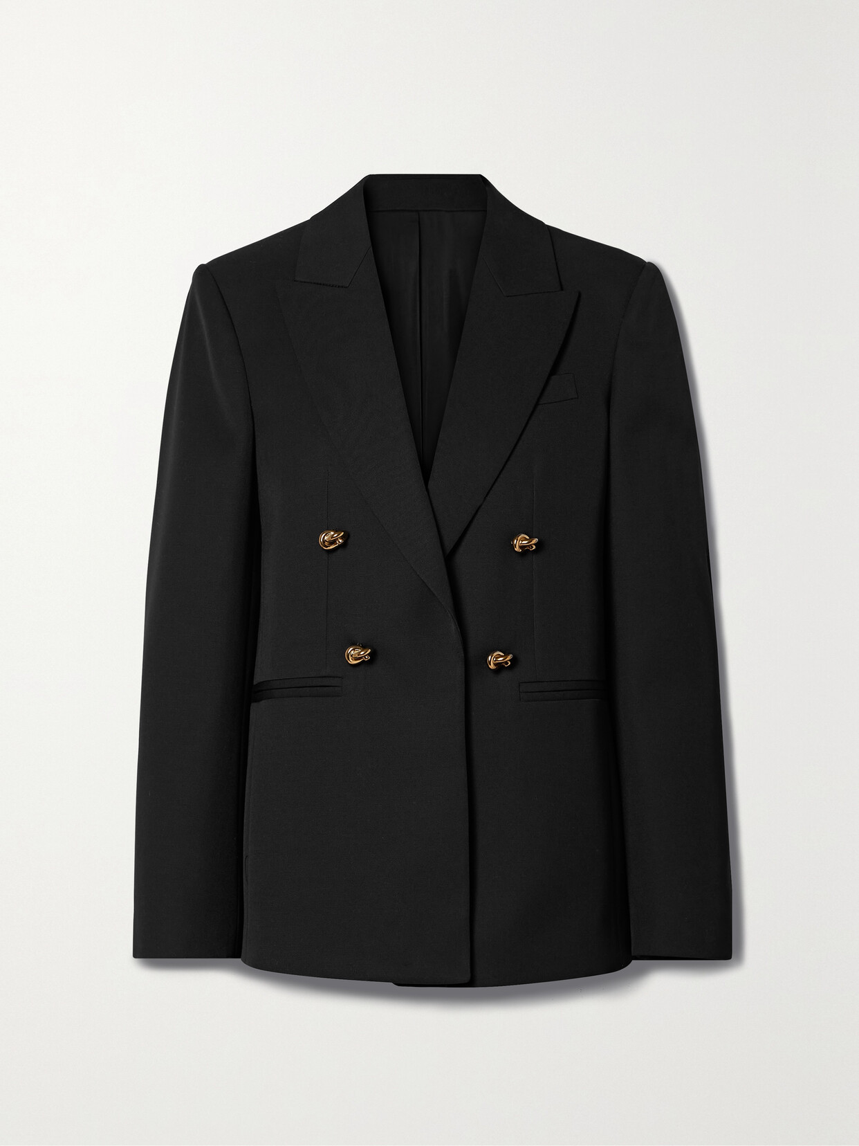 Bottega Veneta Embellished Double-breasted Wool-twill Blazer In Black