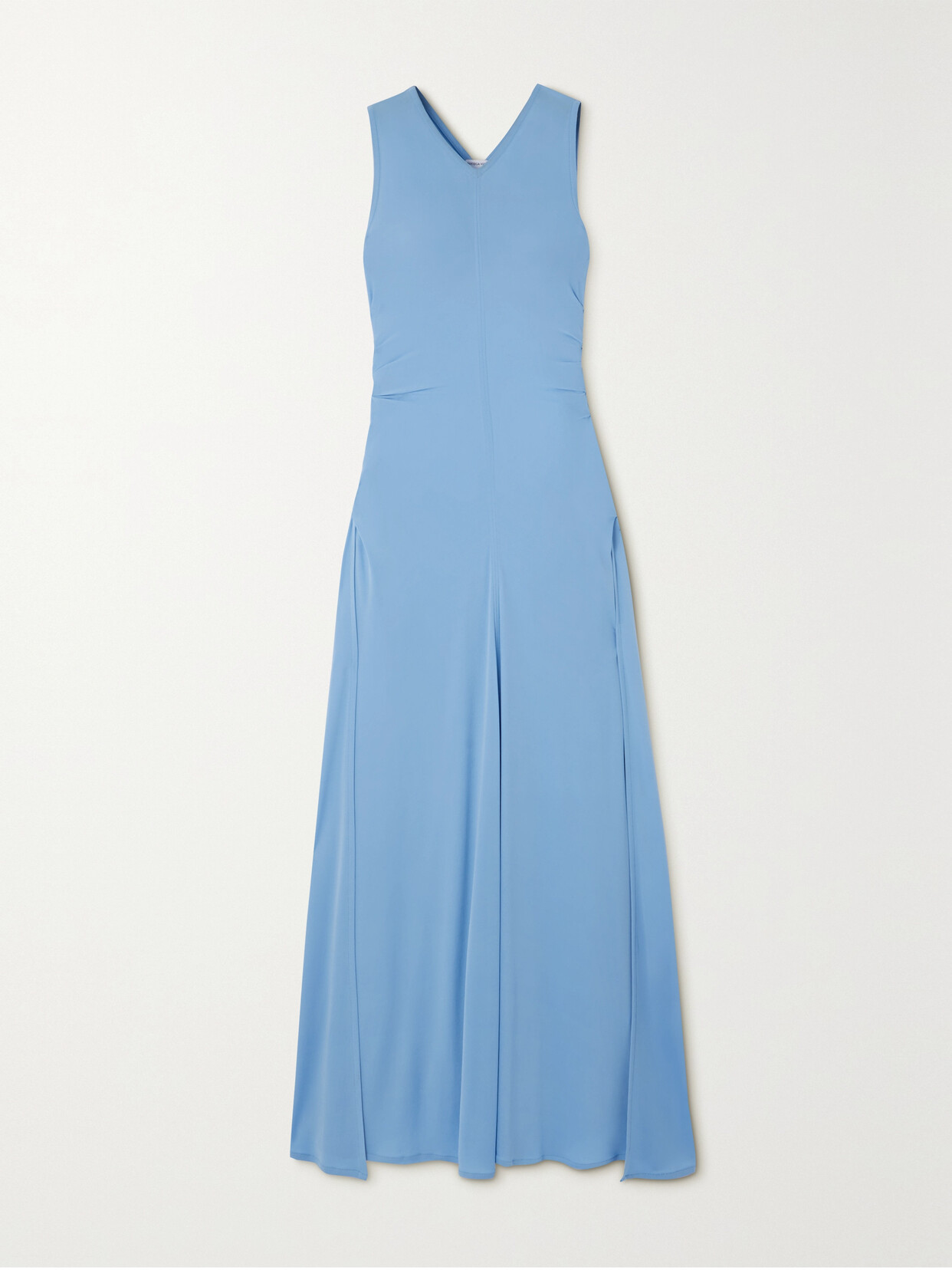 Bottega Veneta Cutout Embellished Gathered Satin-jersey Maxi Dress In Blue