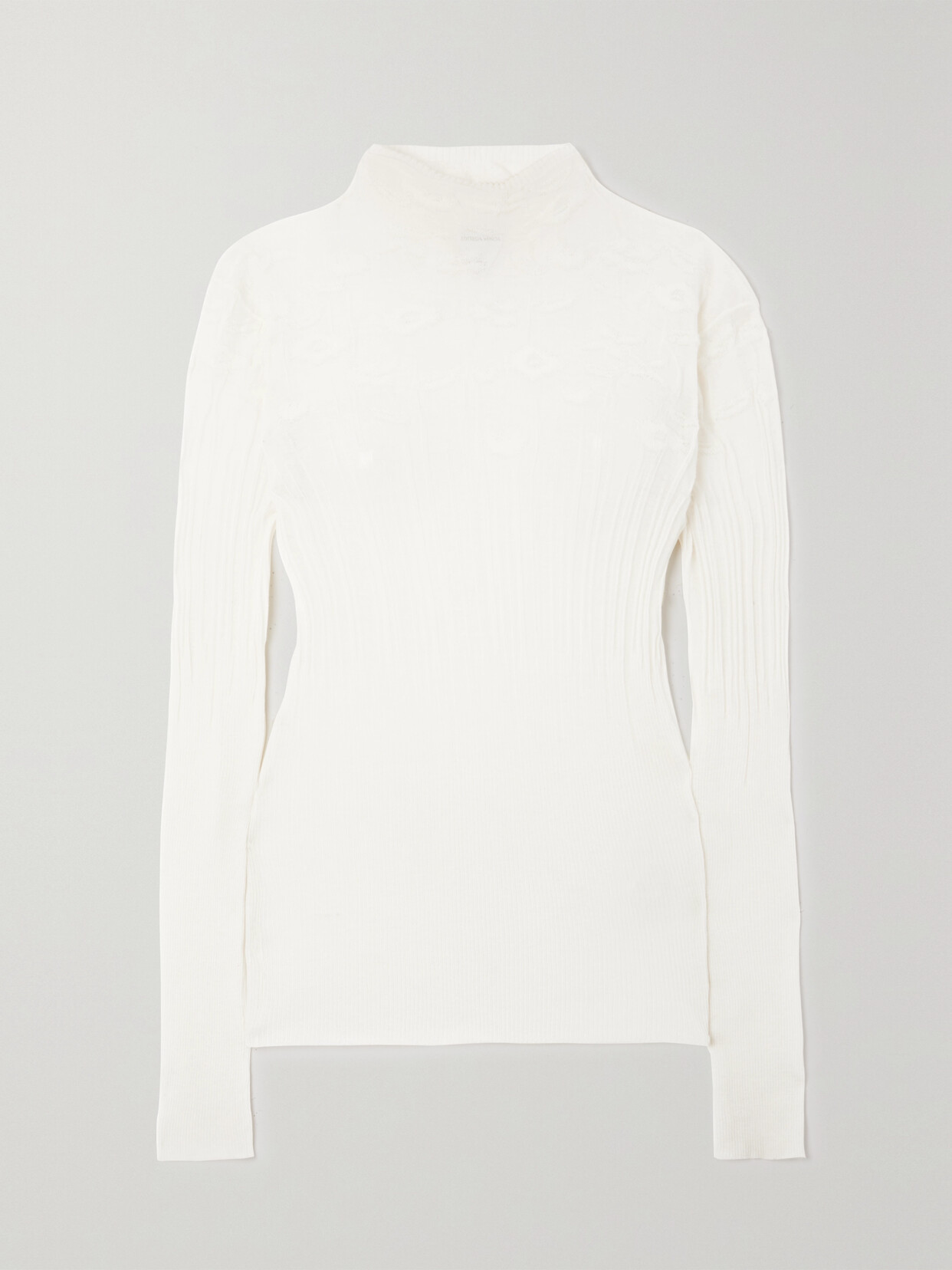 Bottega Veneta Ribbed Pointelle-knit Cotton-blend Sweater In White