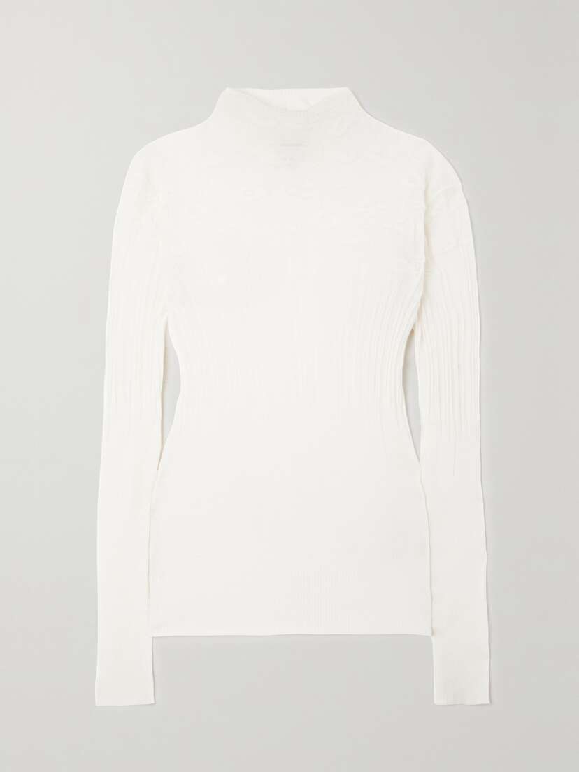 Bottega Veneta Ribbed Pointelle-knit Cotton-blend Sweater
