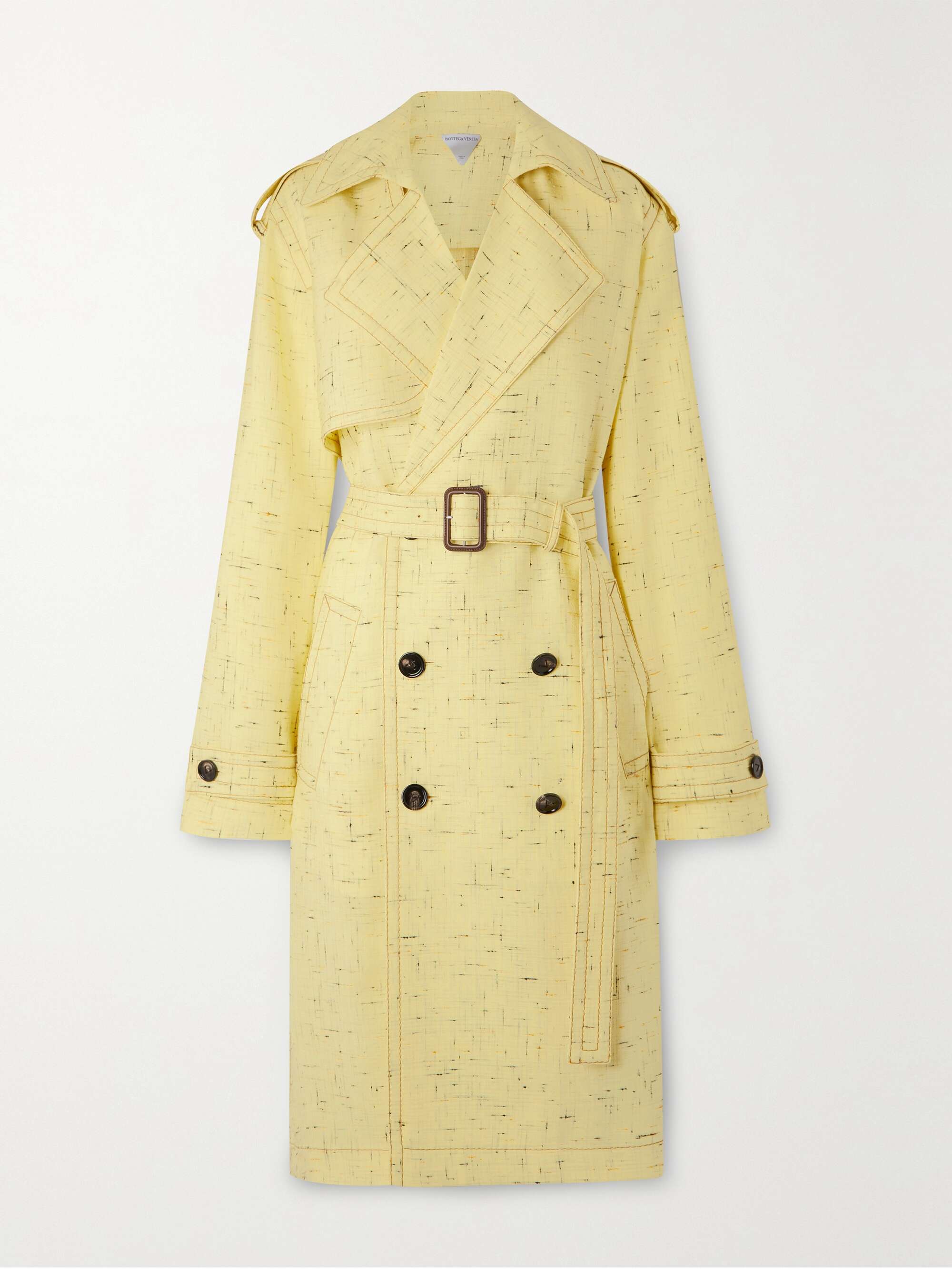 BOTTEGA VENETA オイルレザー トレンチコート　オリーブ ボンデッドレザー トレンチコート のために メンズ で タバコ