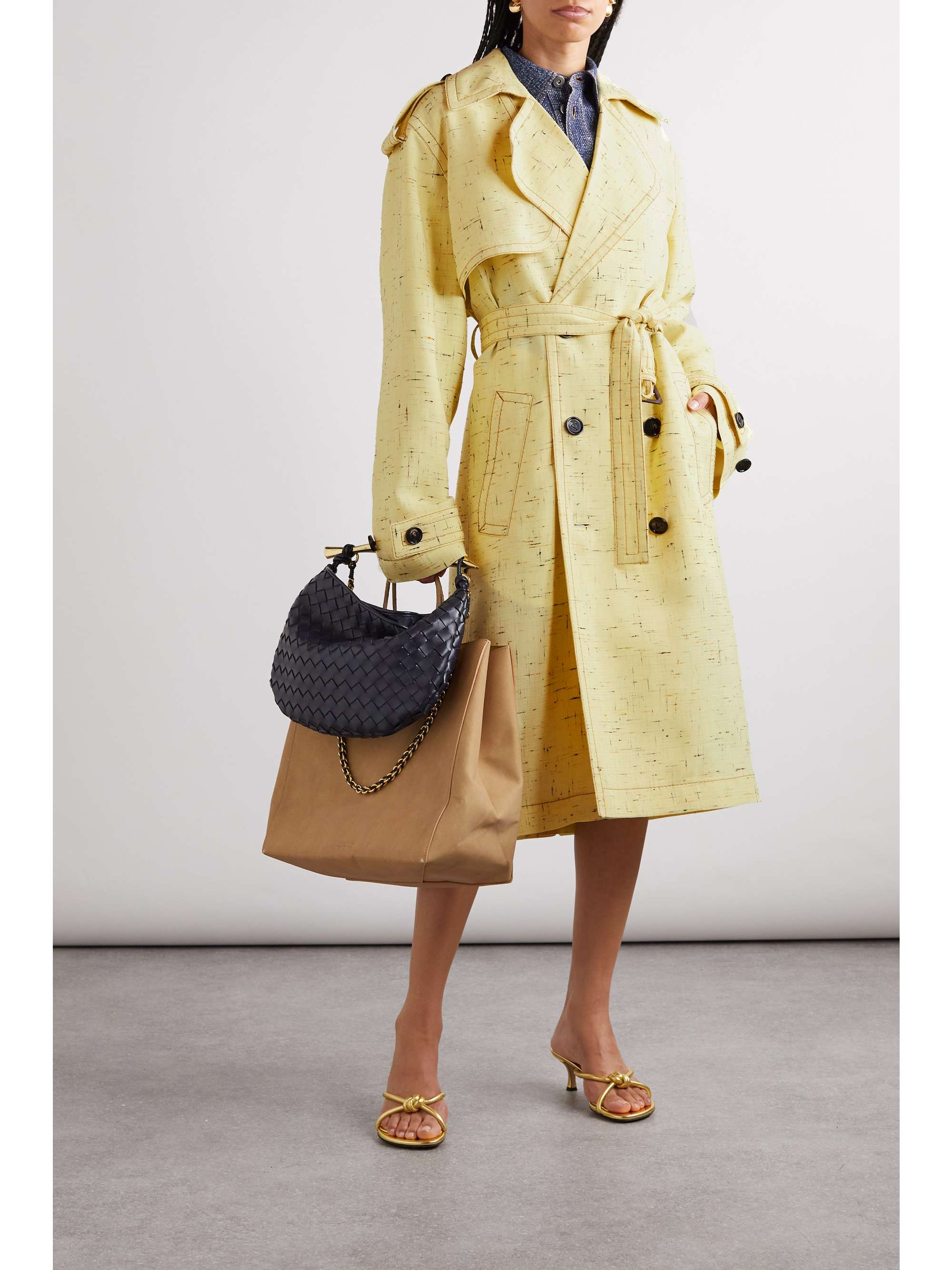 BOTTEGA VENETA Double-breasted belted woven trench coat | NET-A-PORTER