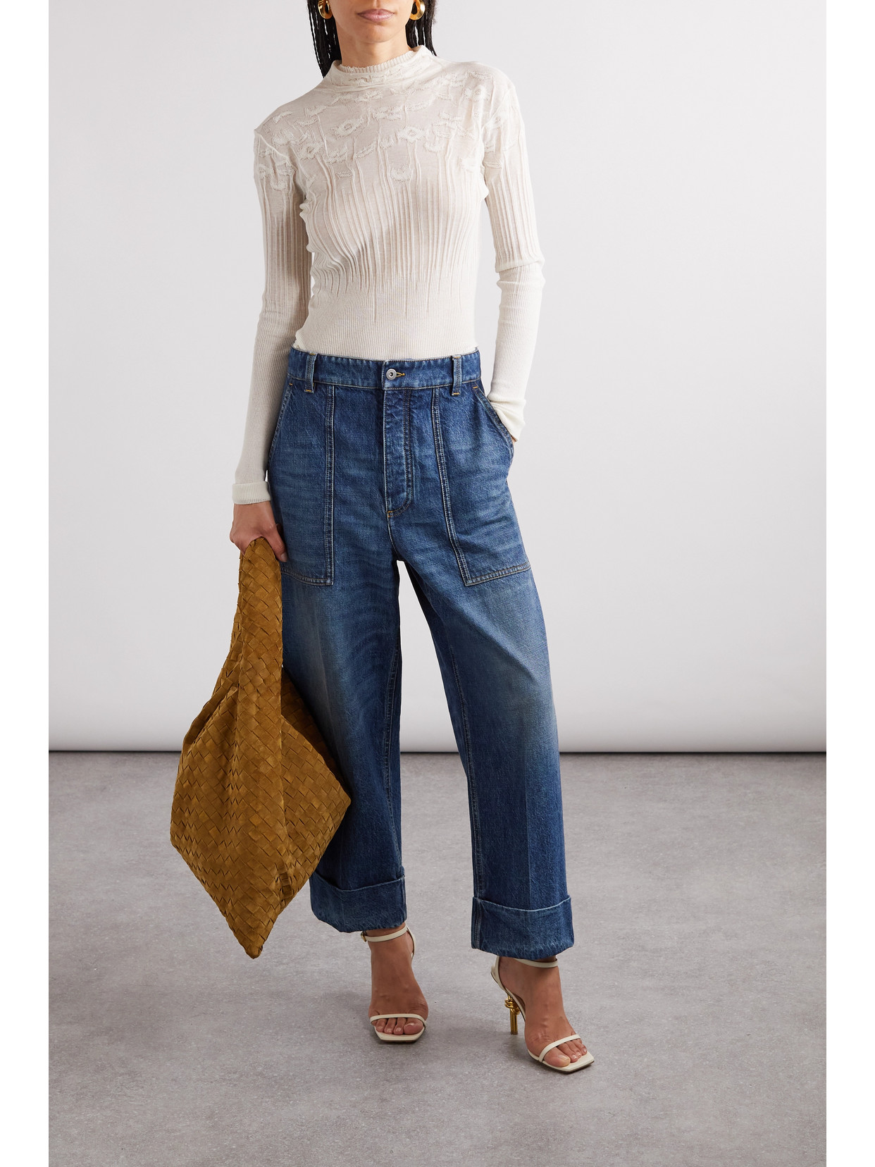 Shop Bottega Veneta High-rise Straight-leg Jeans In Blue