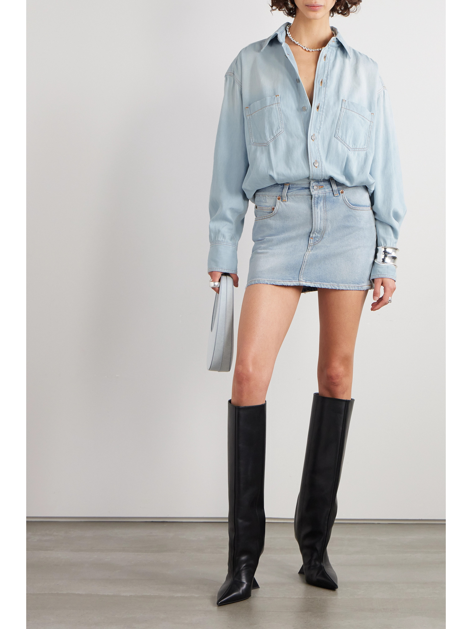Haikure + NET SUSTAIN Tatum two-tone denim mini dress