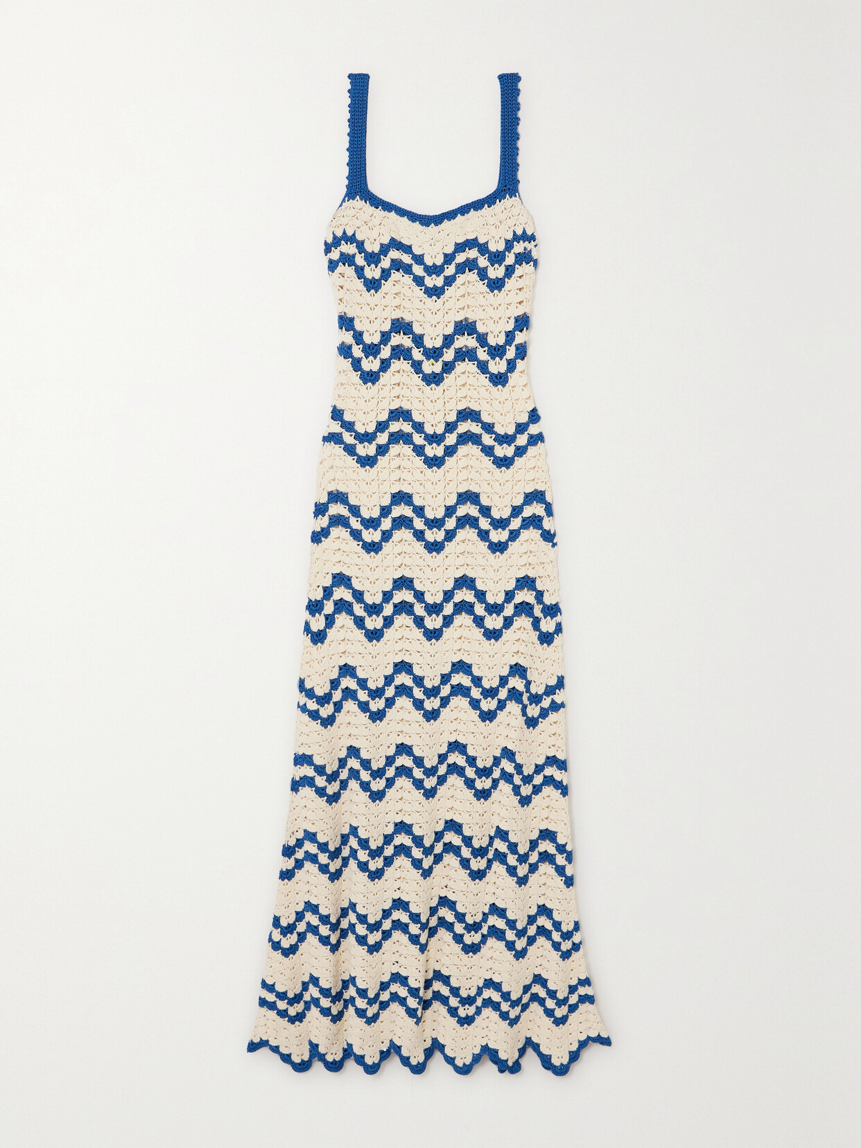 Escvdo + Net Sustain Marea Crocheted-cotton Maxi Dress In Blue