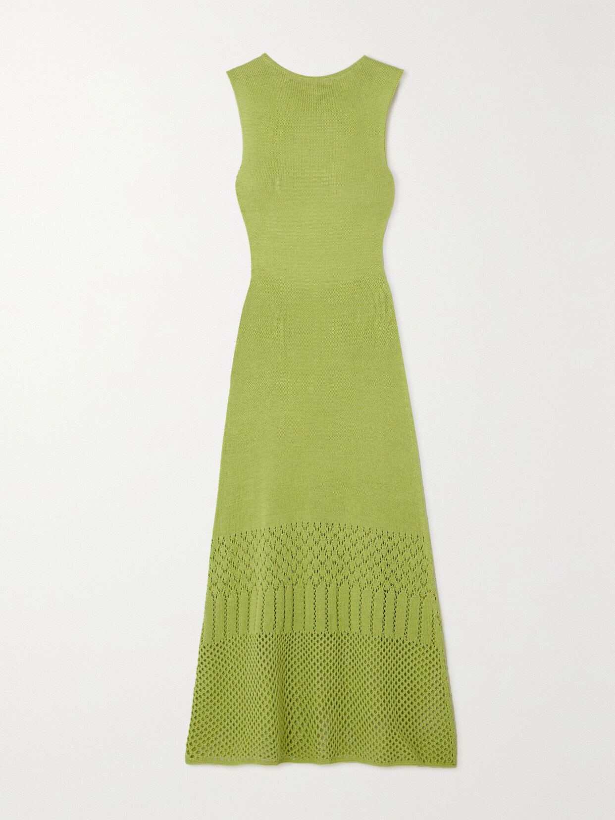 Escvdo + Net Sustain Tondero Open-back Knitted Cotton Midi Dress In Green