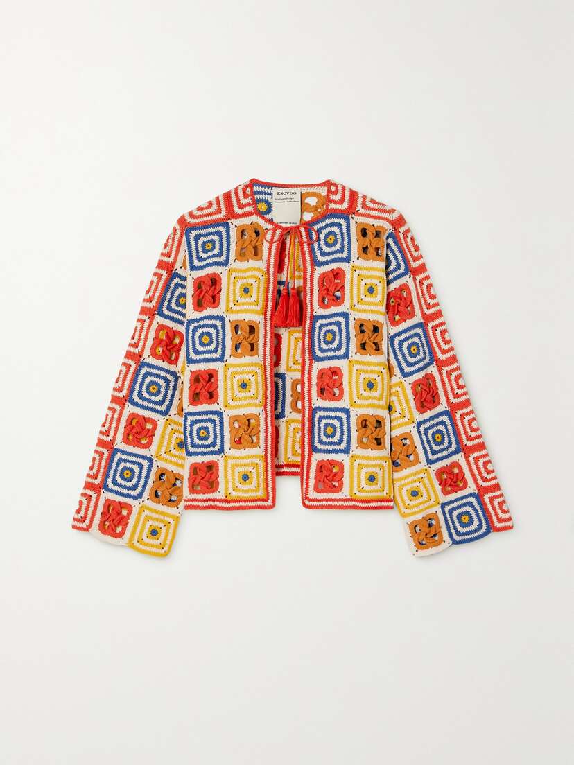 ESCVDO + Net Sustain Santeria Patchwork Crocheted-cotton Cardigan