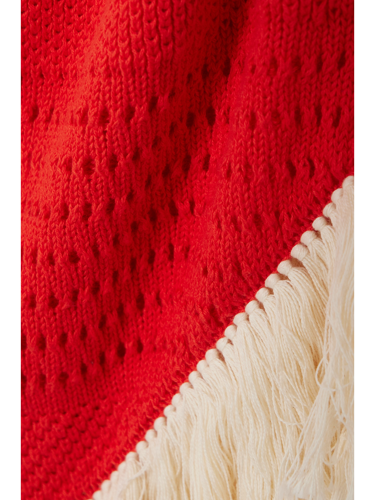 Escvdo + Net Sustain Carisa Fringed Asymmetric Cotton Midi Dress In Red