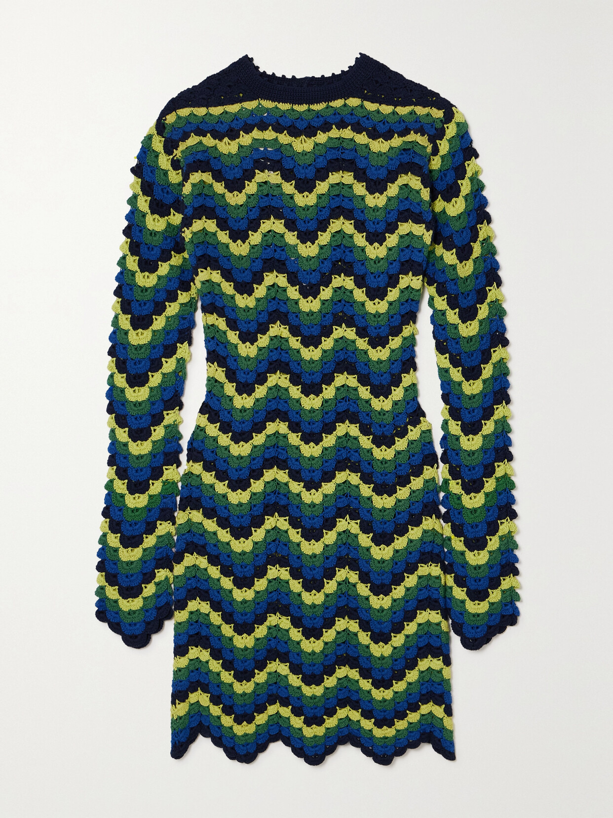 ESCVDO + Net Sustain Victoria Crocheted-cotton Mini Dress - Green