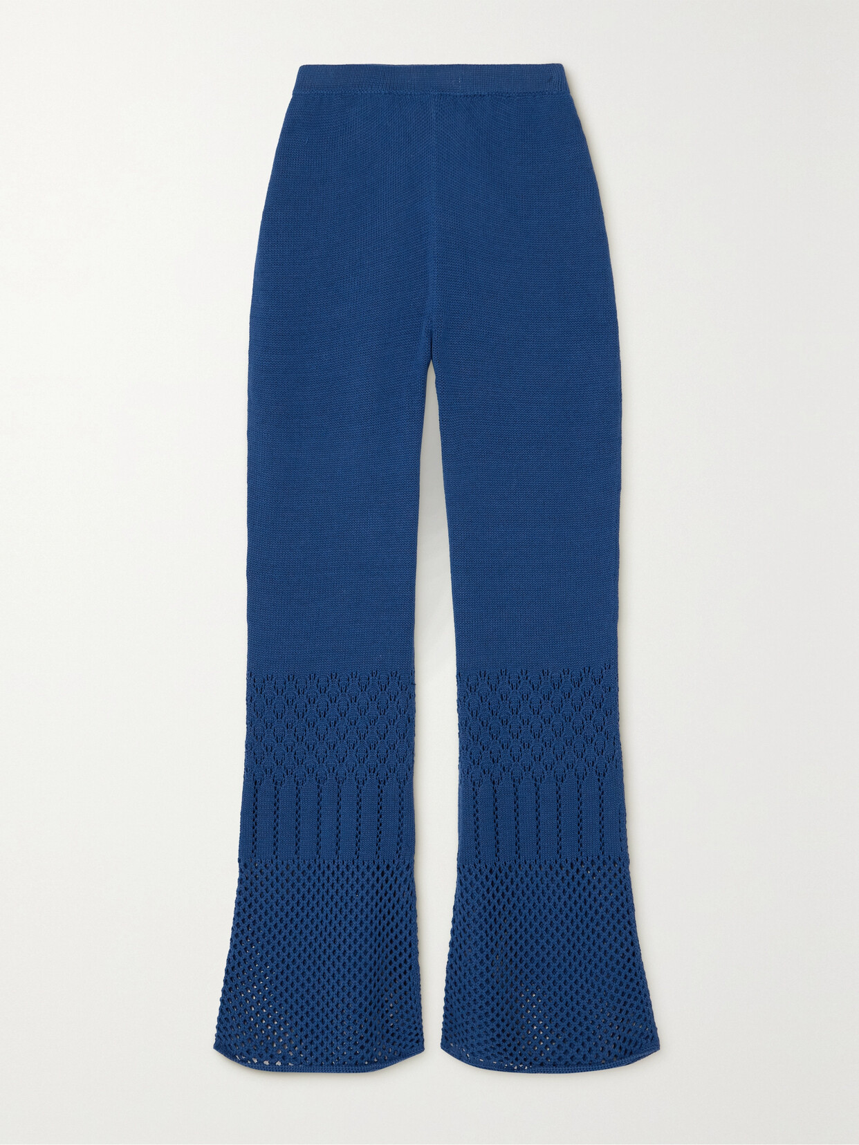 ESCVDO - + Net Sustain Lia Open-knit Cotton Flared Pants - Blue