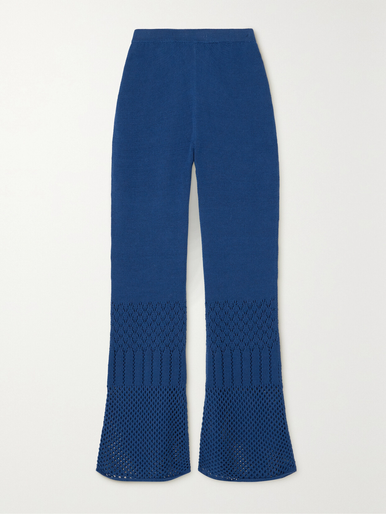 ESCVDO - + Net Sustain Lia Open-knit Cotton Flared Pants - Blue