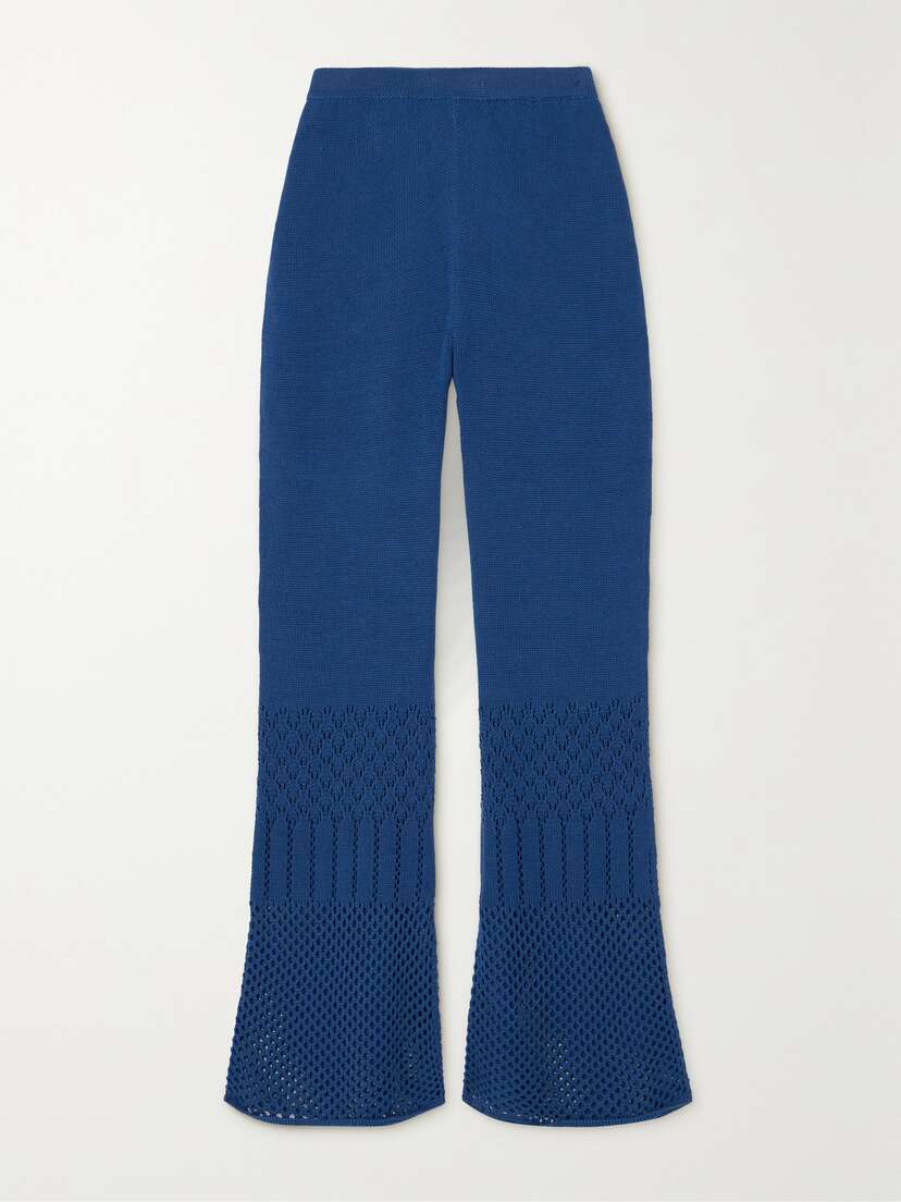 ESCVDO + Net Sustain Lia Open-knit Cotton Flared Pants - x large
