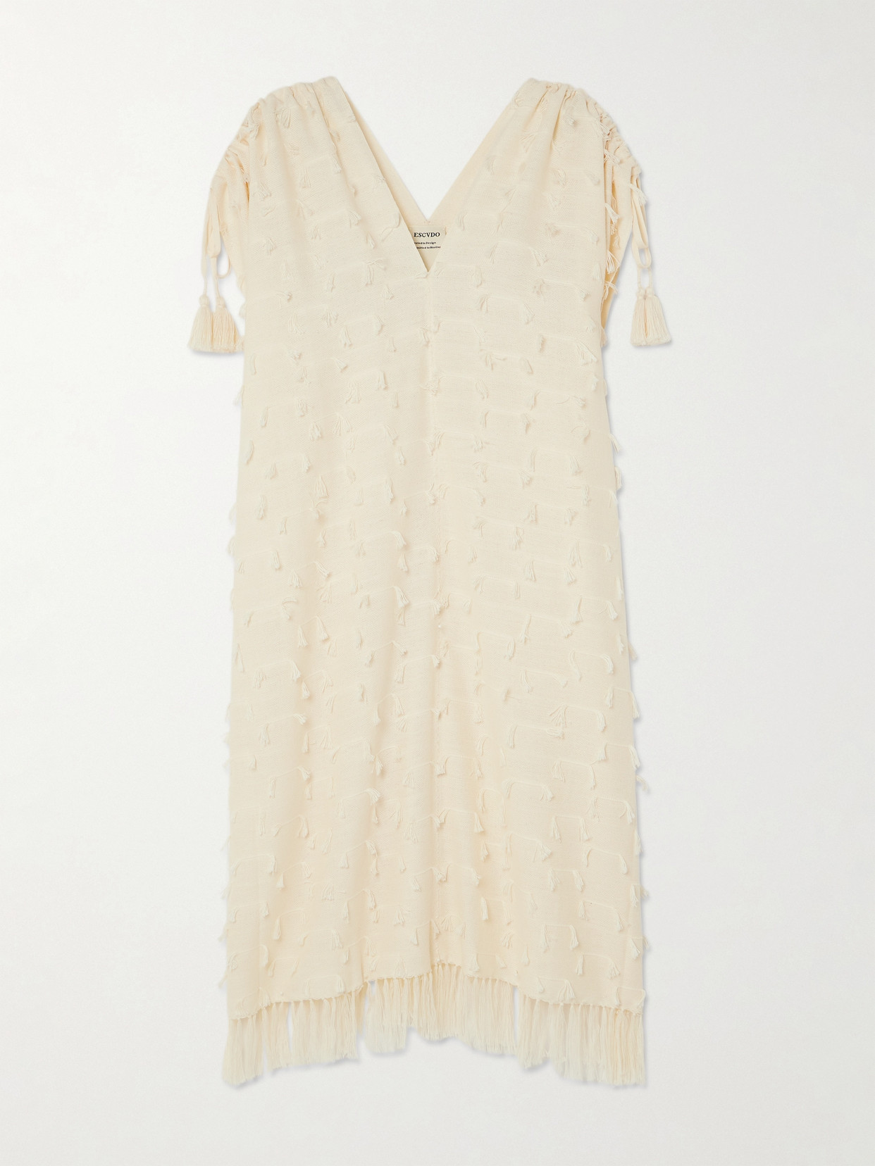 ESCVDO - + Net Sustain Tetra Tasseled Cotton-gauze Midi Dress - Ivory