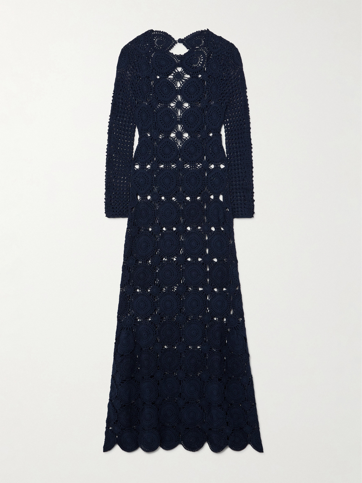 Escvdo + Net Sustain Jules Crocheted Cotton Maxi Dress In Blue