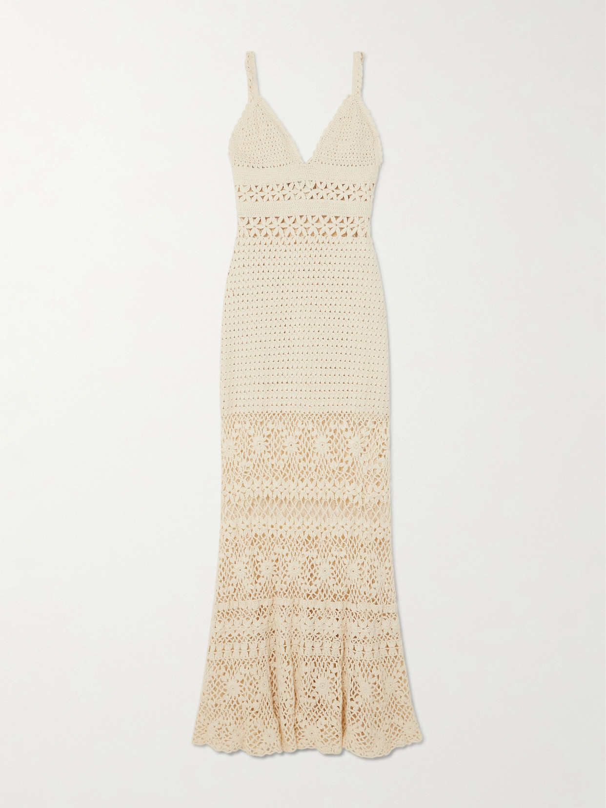 Escvdo + Net Sustain Bella Crocheted Cotton Maxi Dress In Ivory