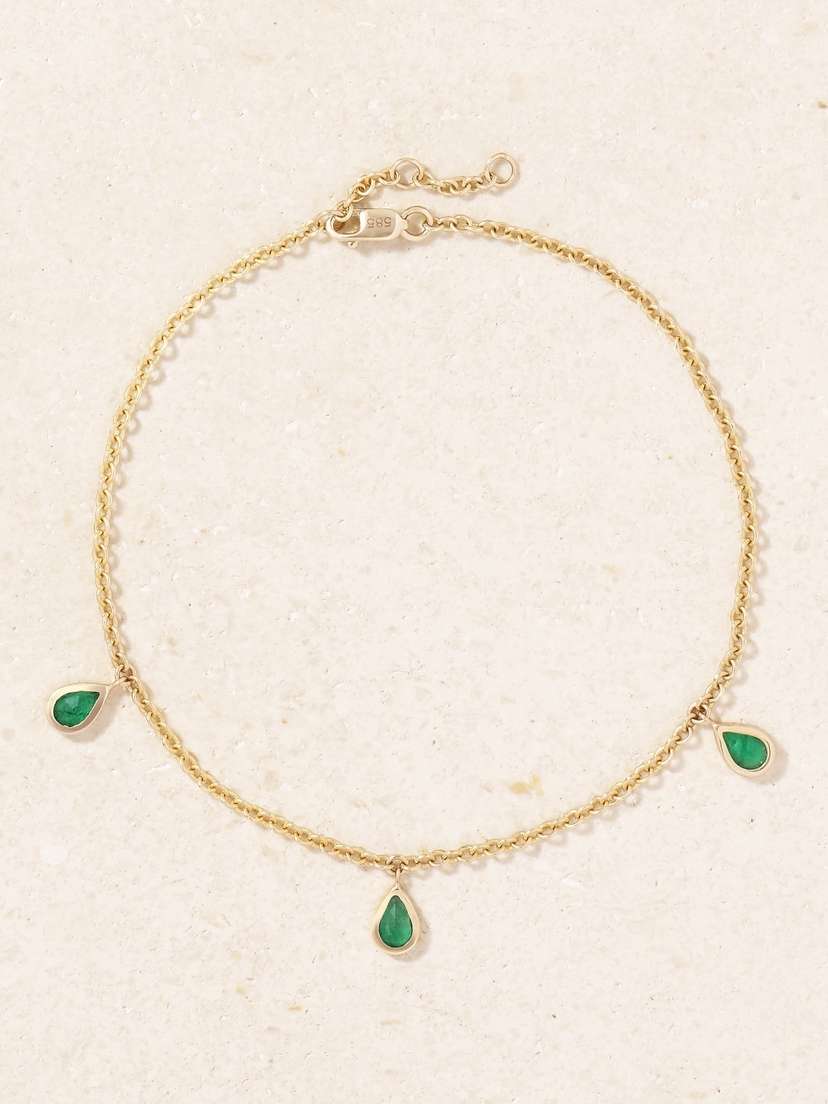 42 SUNS 14-karat Gold Emerald Anklet
