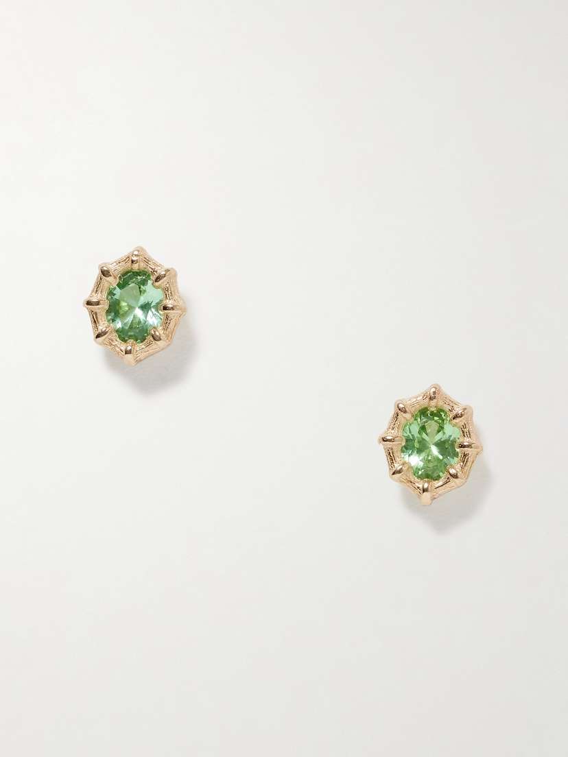 Bleue Burnham + Net Sustain Bamboo Mini 9-karat Recycled Gold Sapphire Earrings