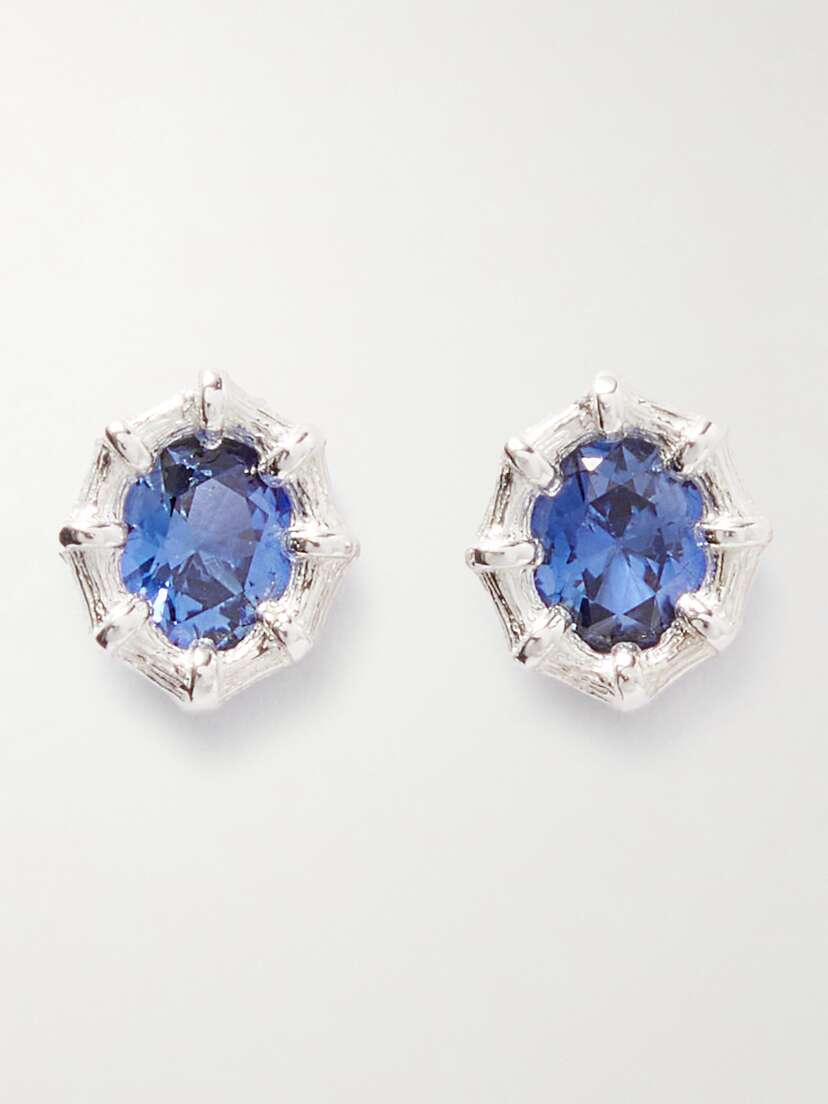 Bleue Burnham + Net Sustain Mini Bamboo Sterling Silver Sapphire Earrings