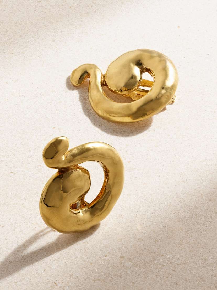 Susan Caplan Vintage Yves Saint Laurent Gold-plated Clip Earrings