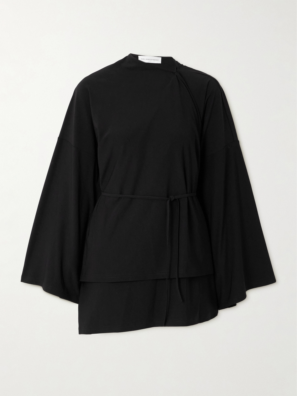 Marie Adam-Leenaerdt - Belted Stretch-crepe Wrap Blouse - Black