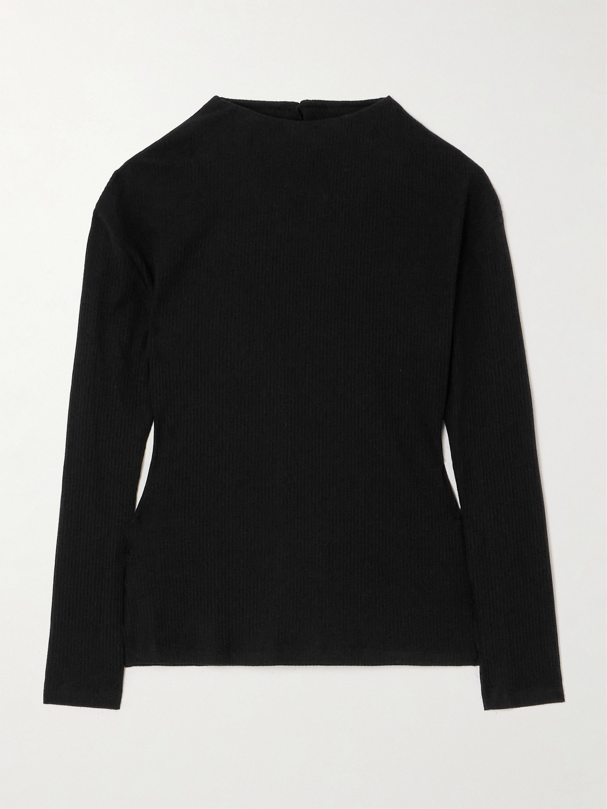 Marie Adam-leenaerdt Ribbed Cotton-blend Turtleneck Top In Black