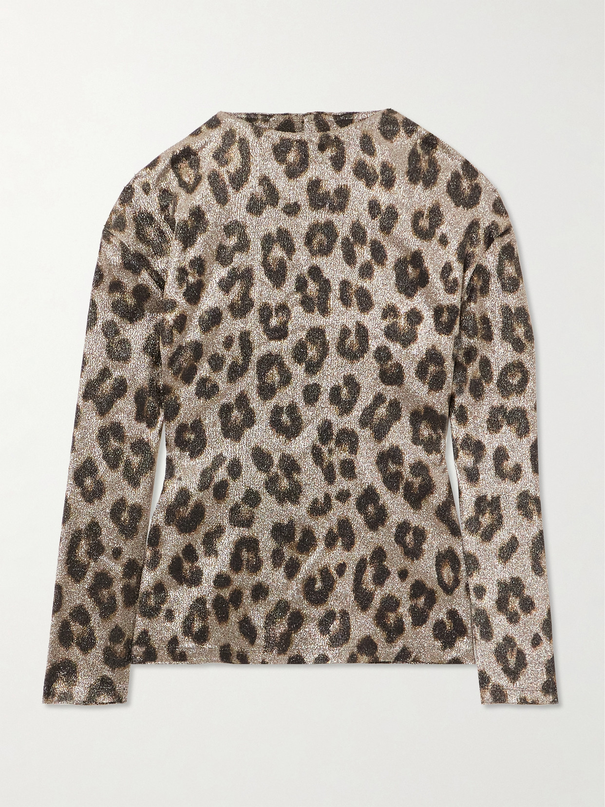 Marie Adam-leenaerdt Leopard-print Metallic Lamé Turtleneck Blouse In Multi