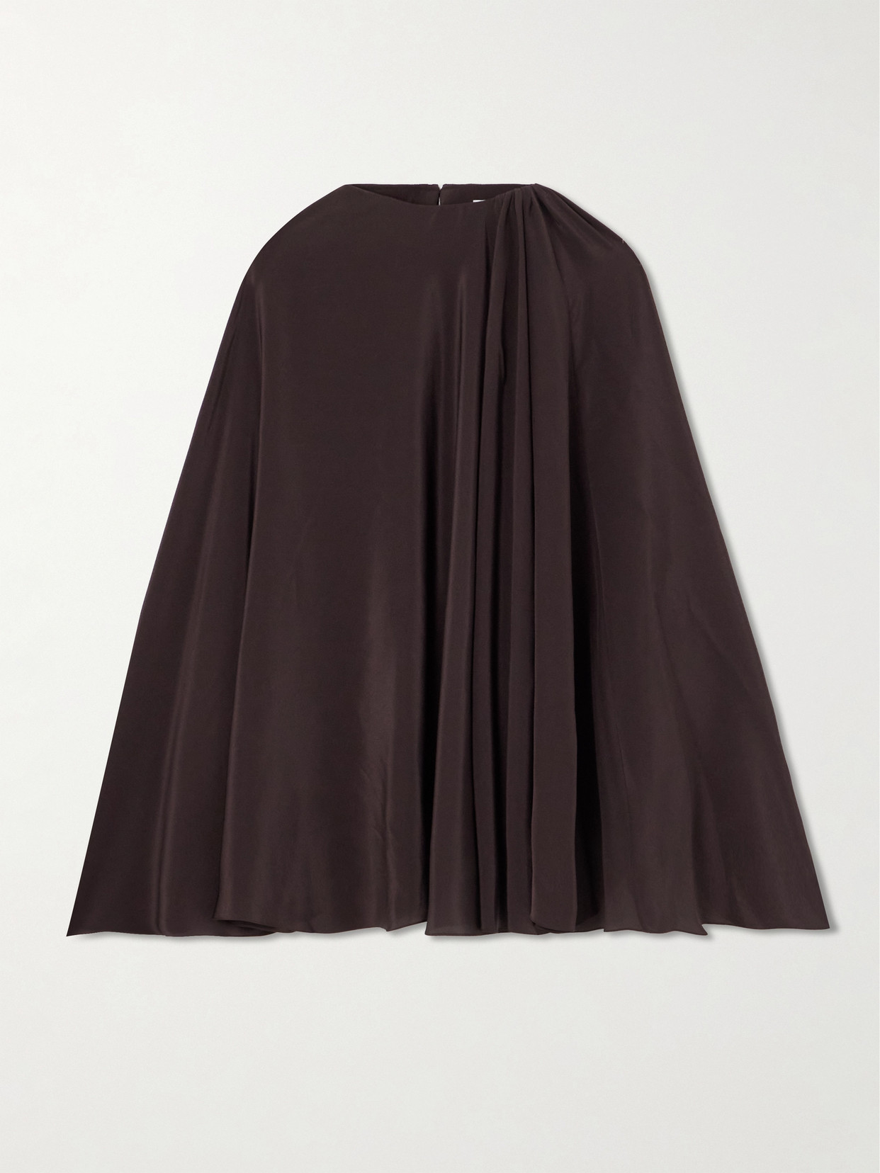 Marie Adam-leenaerdt Cape-effect Stretch-silk Crepe De Chine Blouse In Brown