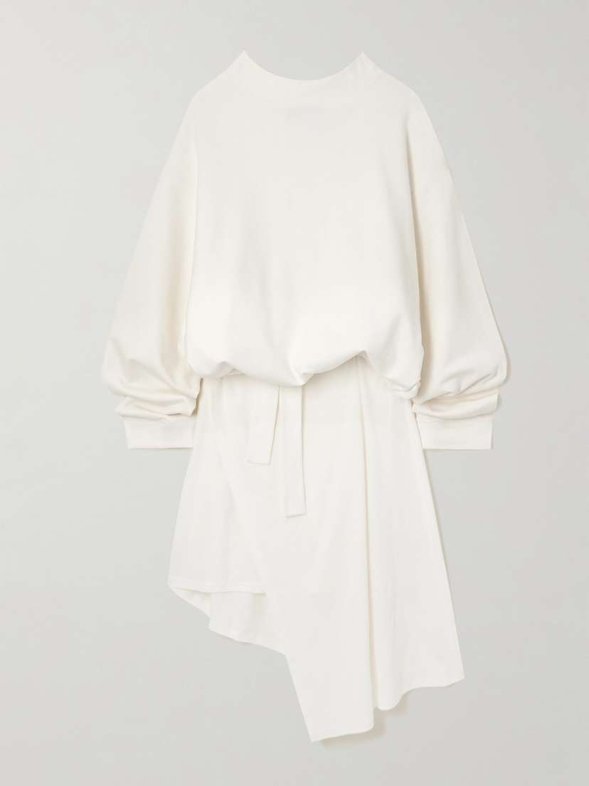 Marie Adam-Leenaerdt Oversized Belted Layered Cotton-blend Jersey Midi Dress