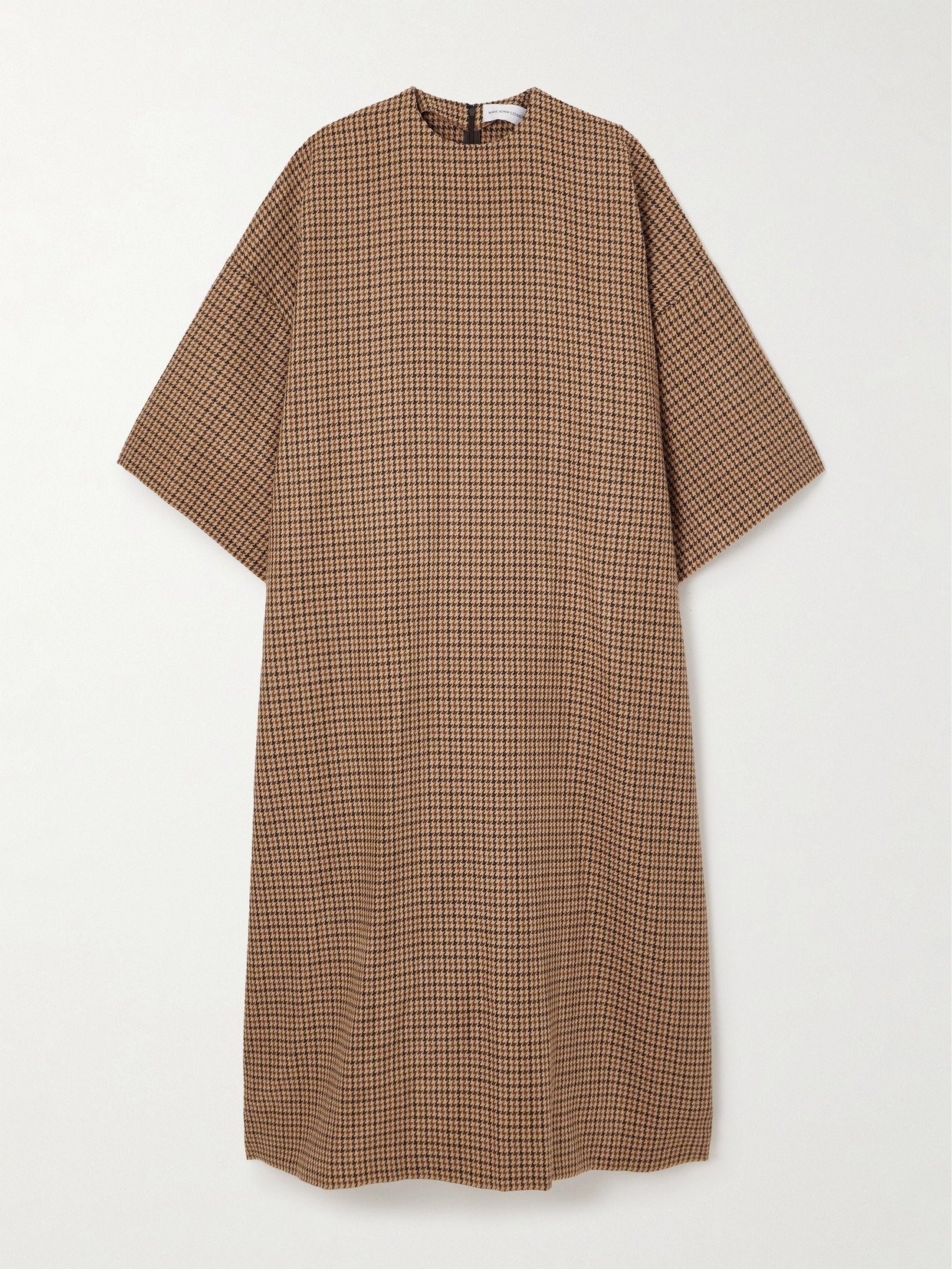 Marie Adam-Leenaerdt Houndstooth Wool Midi Dress - Brown