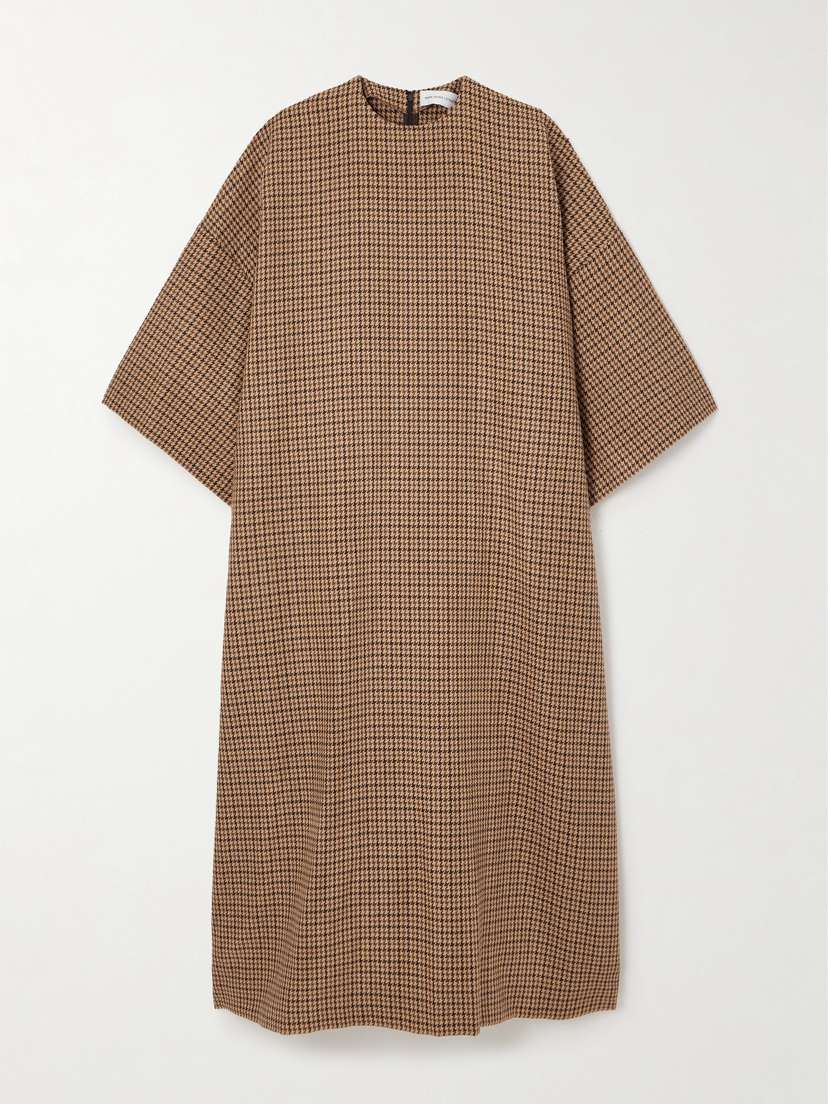 Marie Adam-Leenaerdt Houndstooth Wool Midi Dress