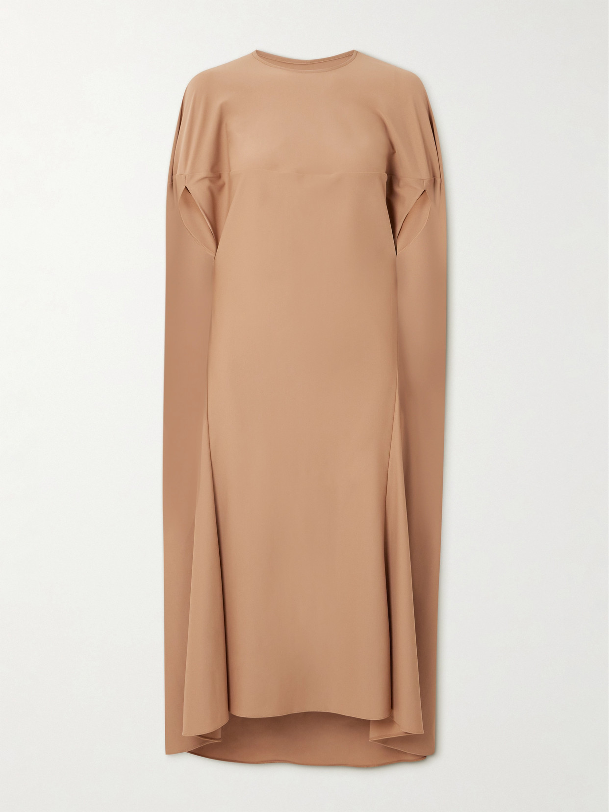 Marie Adam-leenaerdt Cape-effect Stretch-jersey Midi Dress In Brown