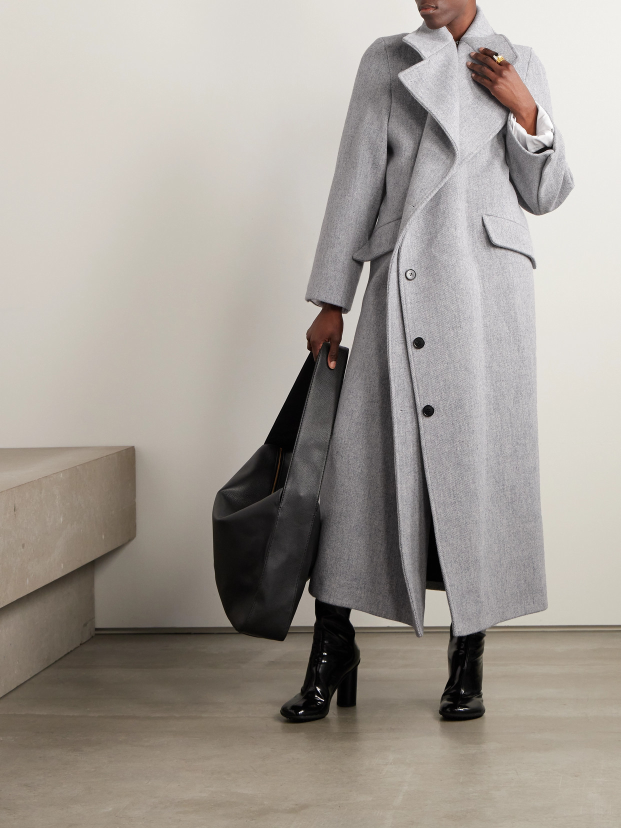 Shop Marie Adam-leenaerdt Wool Coat In Gray