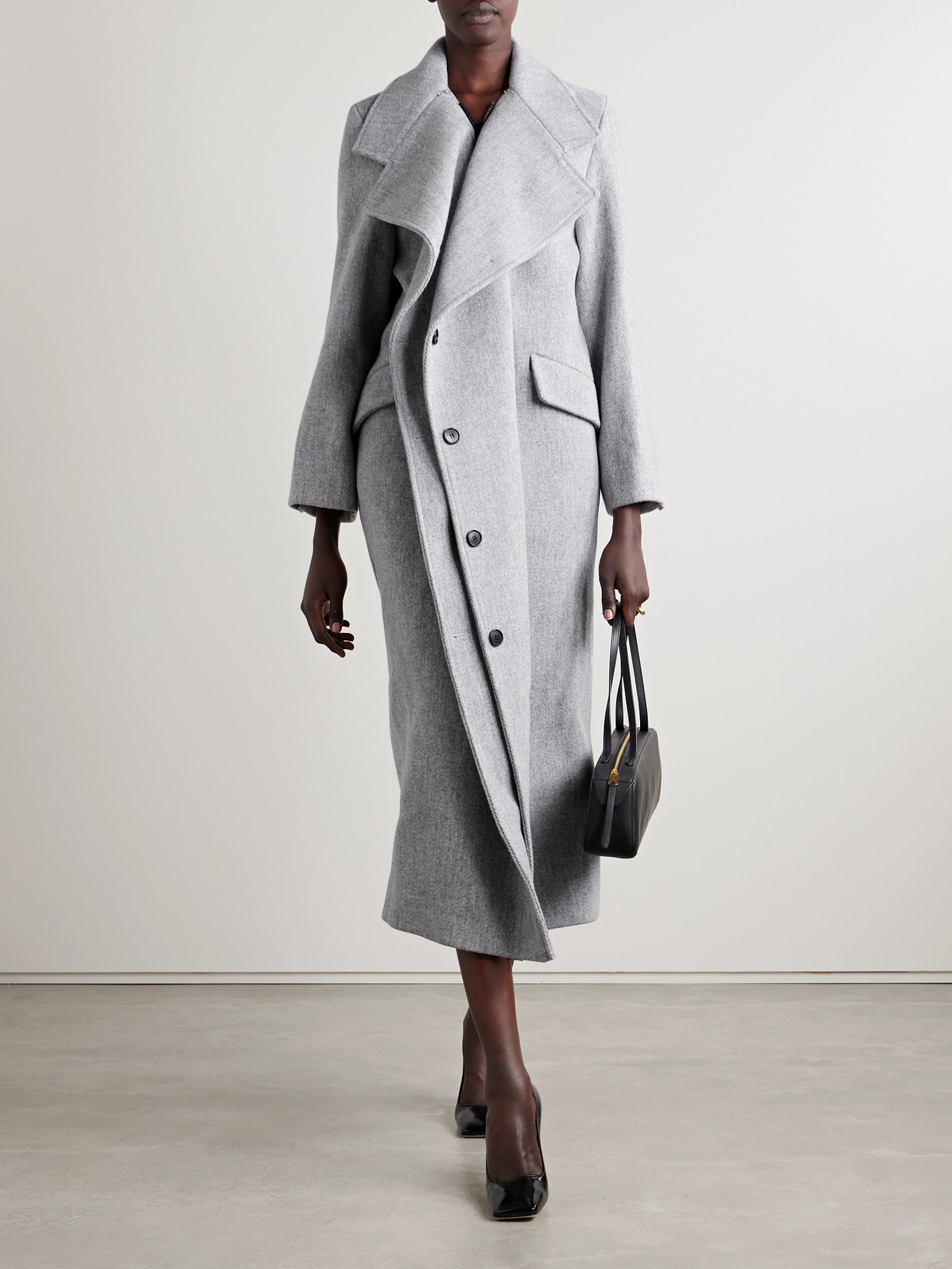 Shop Marie Adam-leenaerdt Wool Coat In Gray