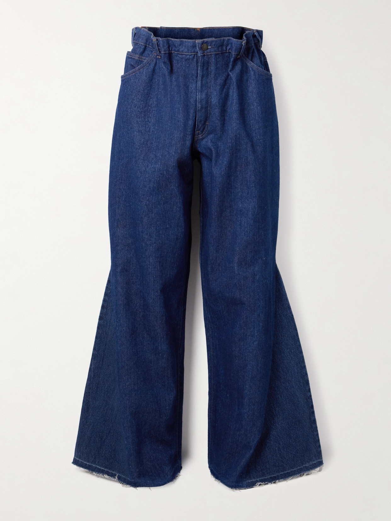 Bettter + Net Sustain Frayed High-rise Wide-leg Jeans In Blue