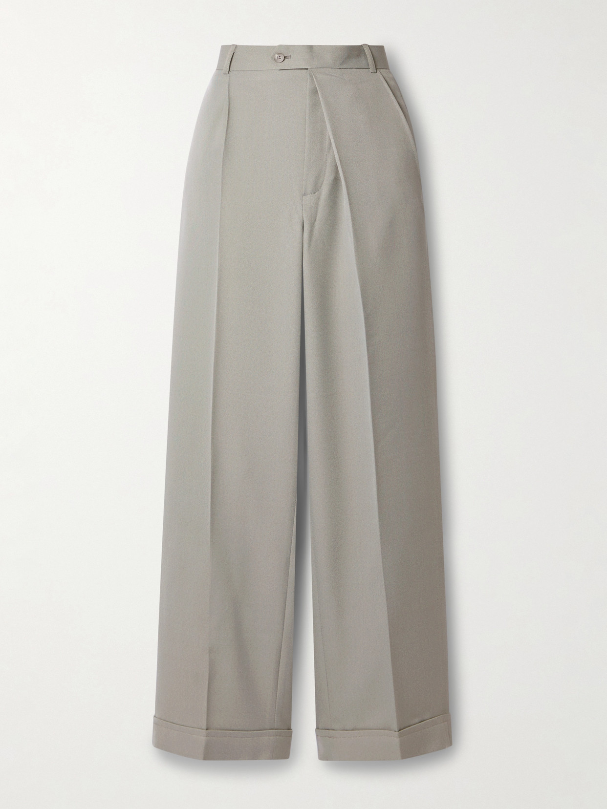 Bettter + Net Sustain Asymmetric Pleated Wool-blend Straight-leg Pants In Gray