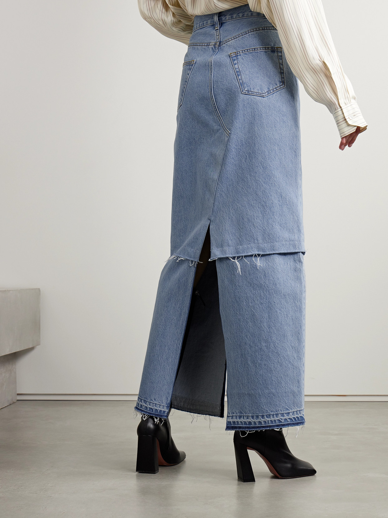 + Net Sustain Convertible Frayed Denim Maxi