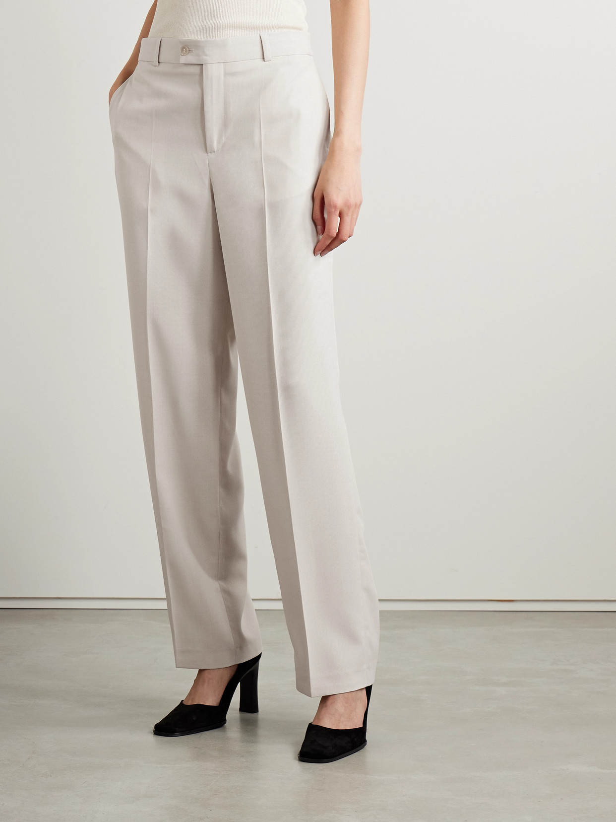 Bettter + Net Sustain Grain De Poudre Wool-blend Straight-leg Pants In Neutrals